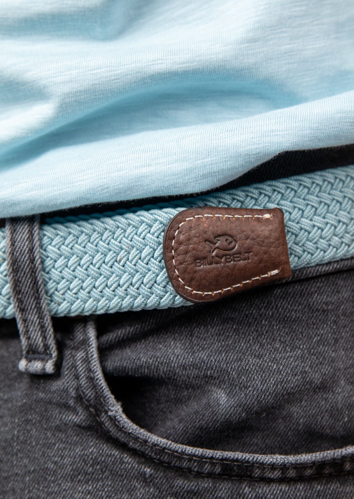 Ceinture tressée élastique unie BILLYBELT Bleu