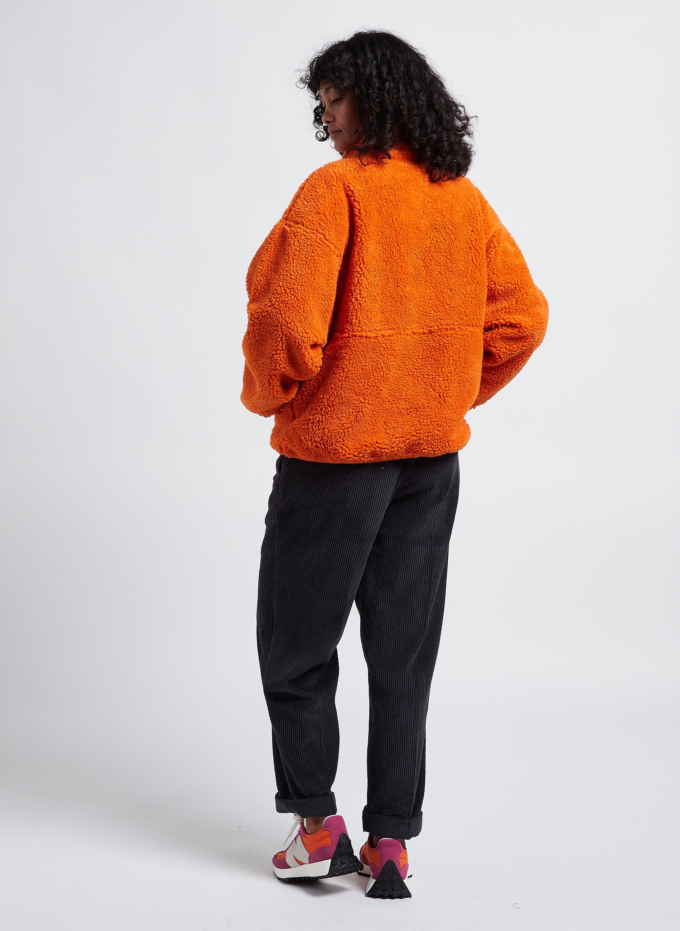 Pantalon large taille haute en velours côtelé padow AMERICAN VINTAGE Noir