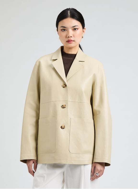 Veste blazer en cuir Beige by TOTEME TOTEME Veste blazer en cuir Beige