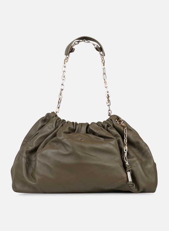 Sac porté épaule en cuir june tote Kaki by BA&SH BA&SH Sac porté épaule en cuir june tote Kaki