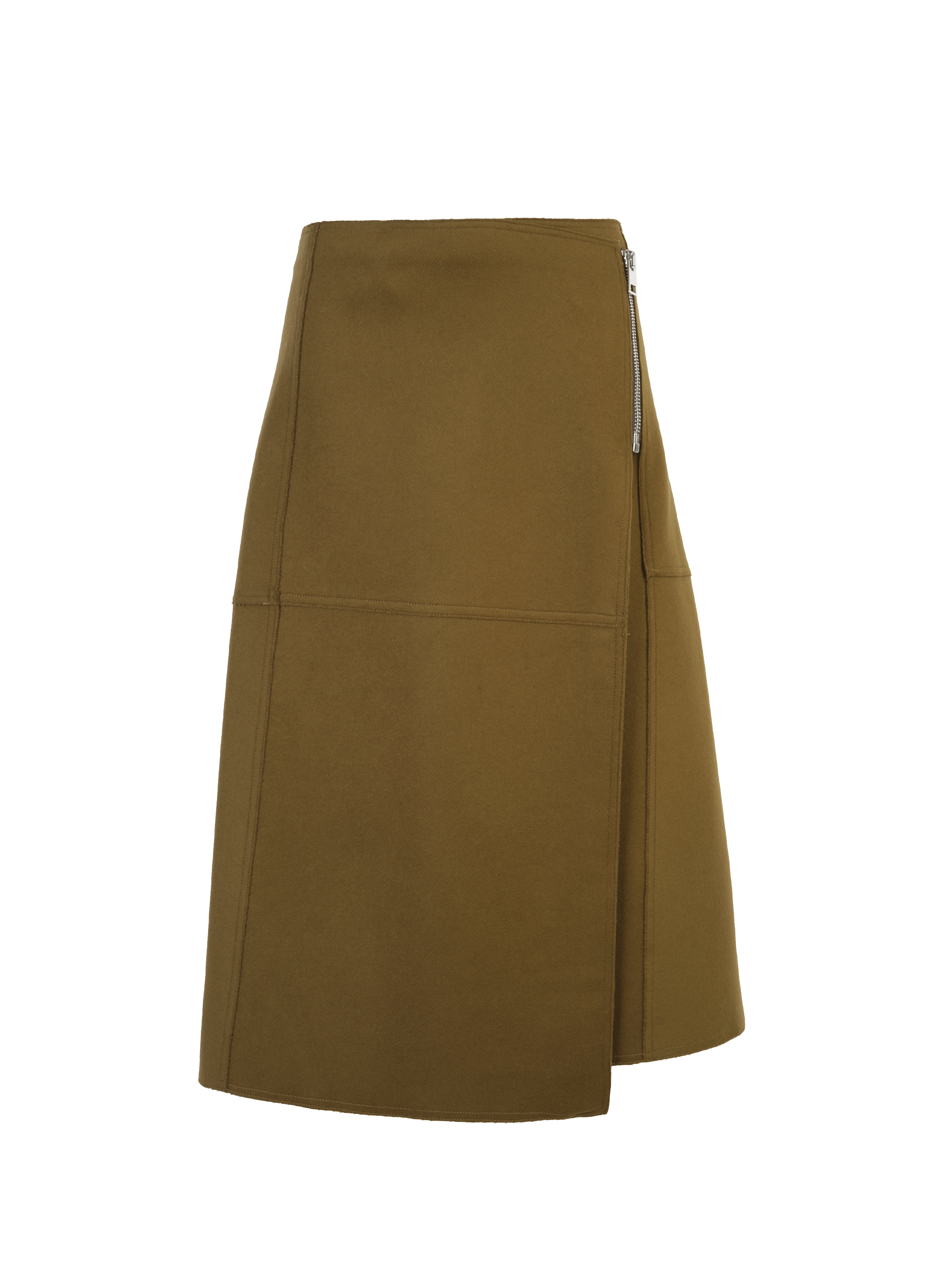 Zippered wool blend skirt TELA Green