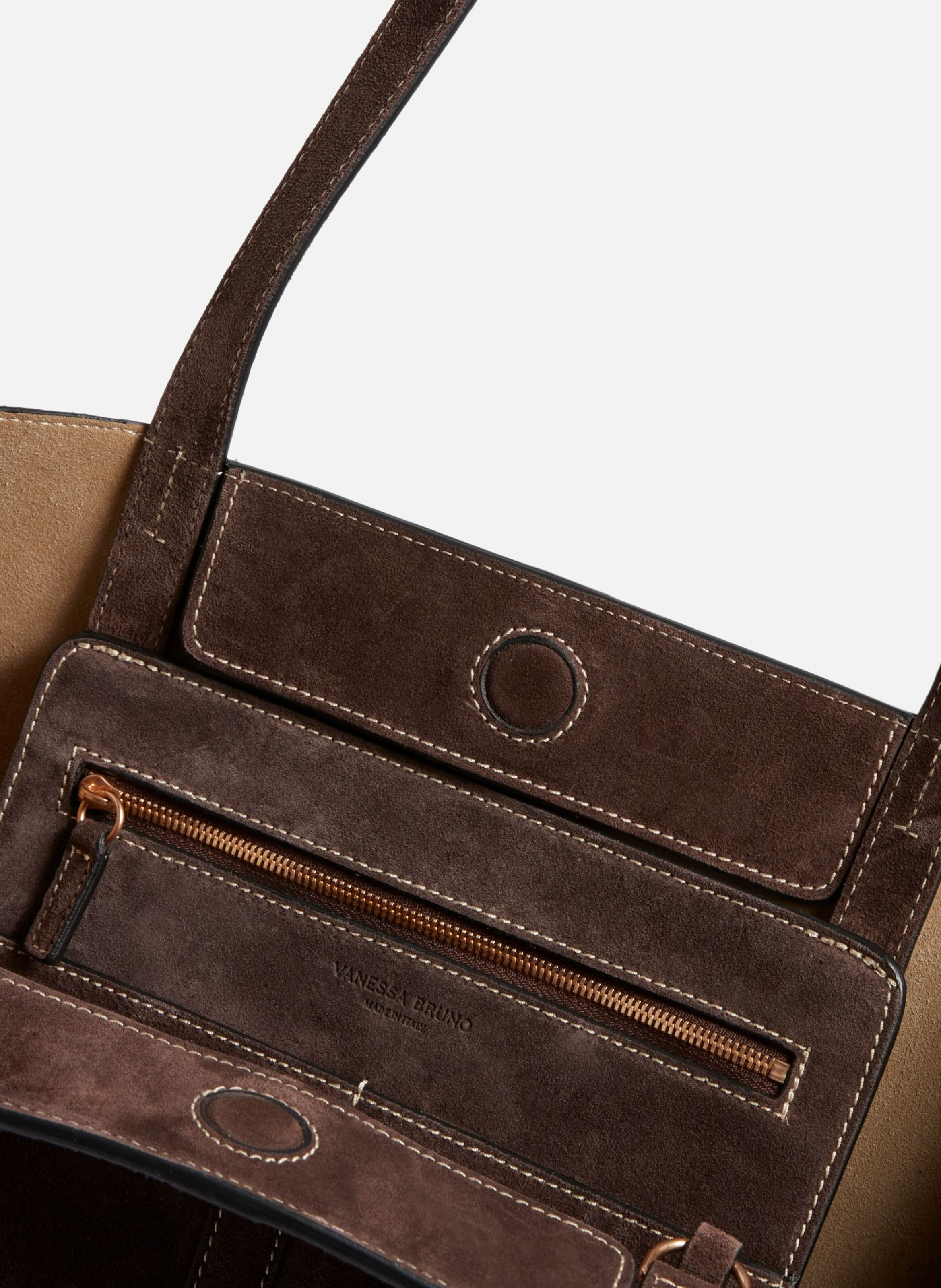 Grand Cabas Daily En Cuir Velours VANESSA BRUNO Gris