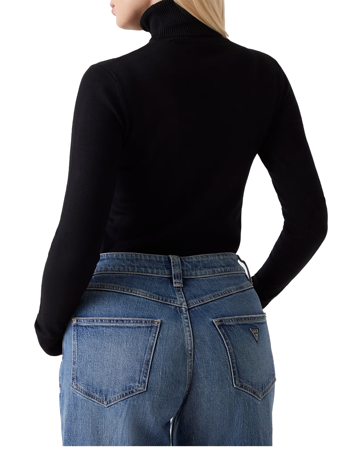 Pull col roulé brodé GUESS Noir