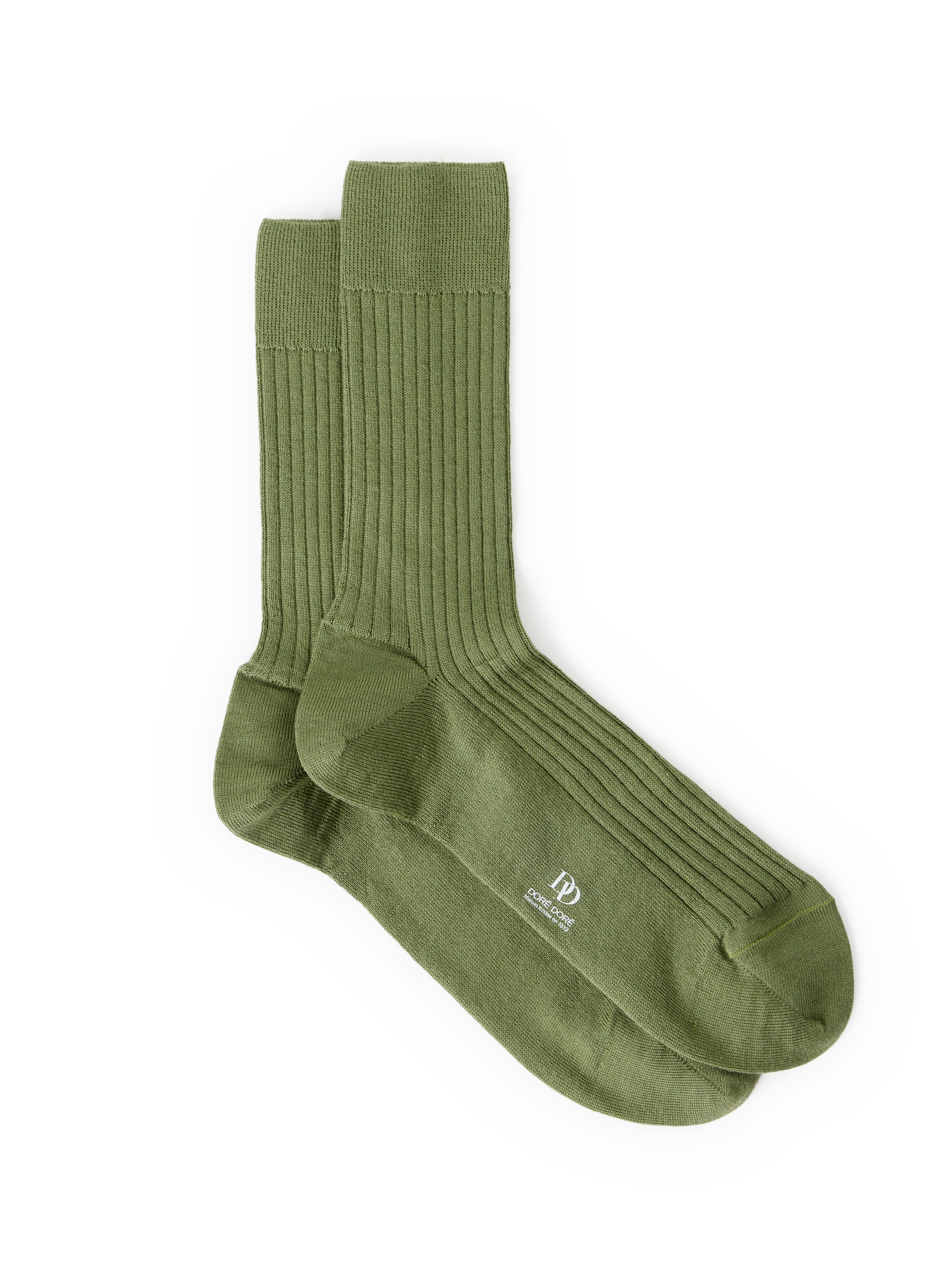 DORÉ DORÉ Chaussettes mi-hautes côtelées en laine mélangée Vert