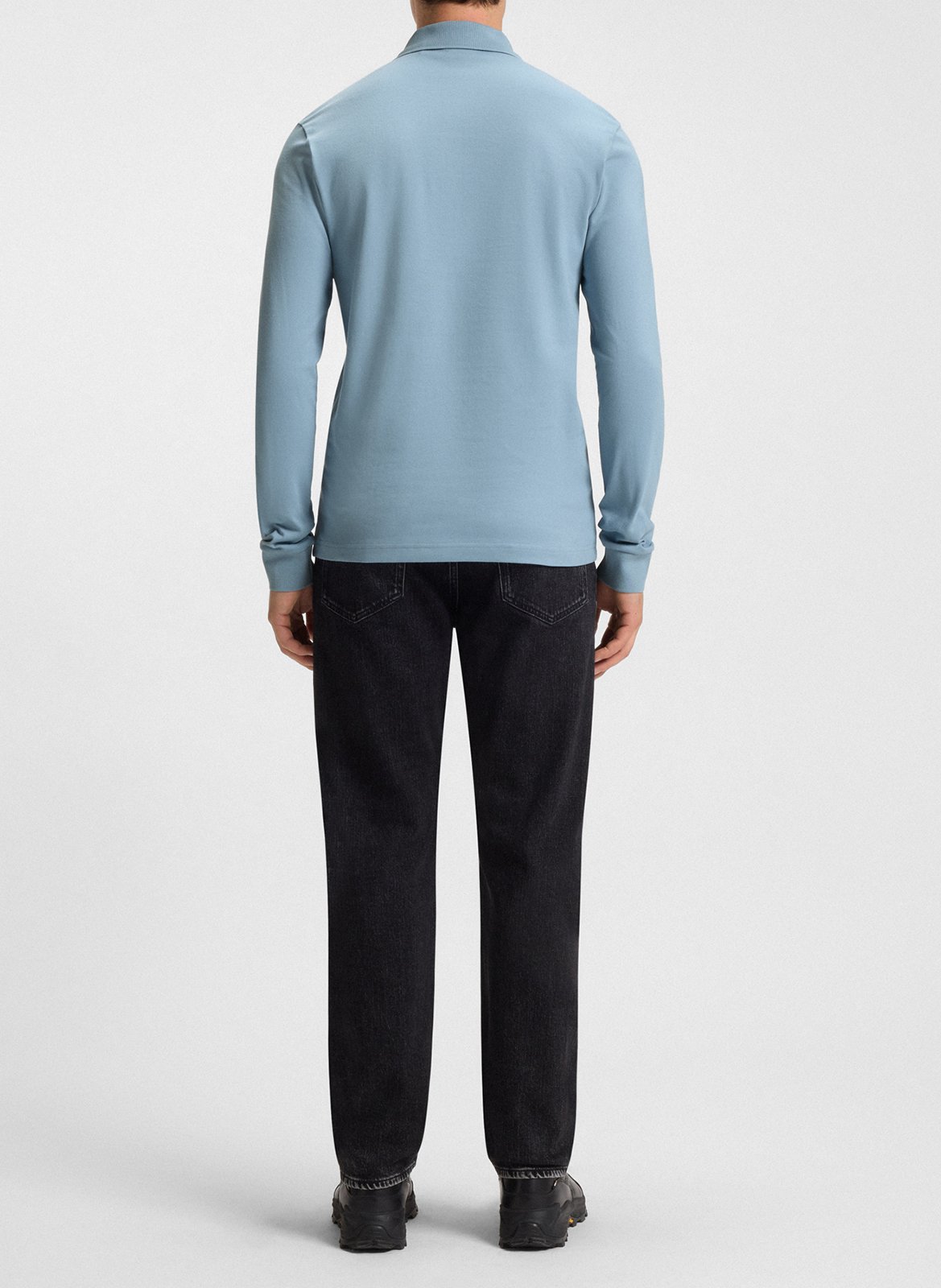 Polo à manches longues regular-fit en coton mélangé BOSS Bleu