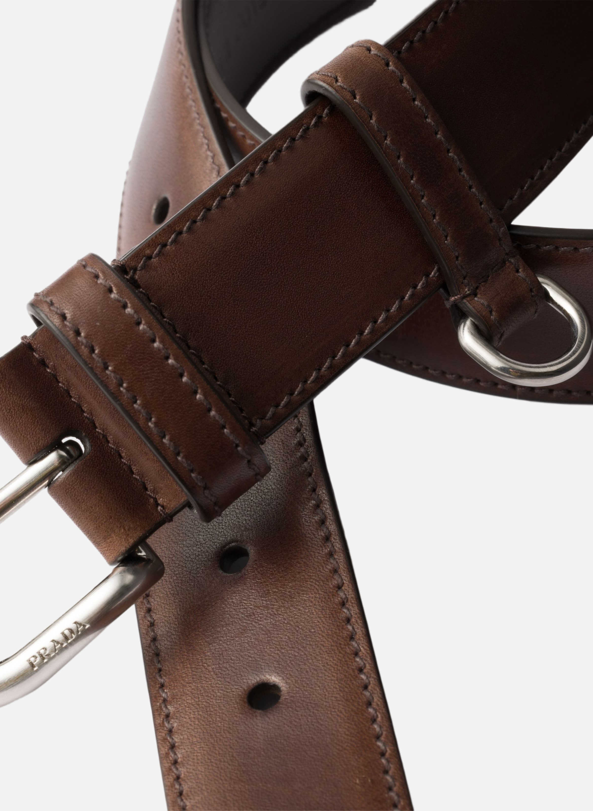Ceinture en cuir vieilli Marron