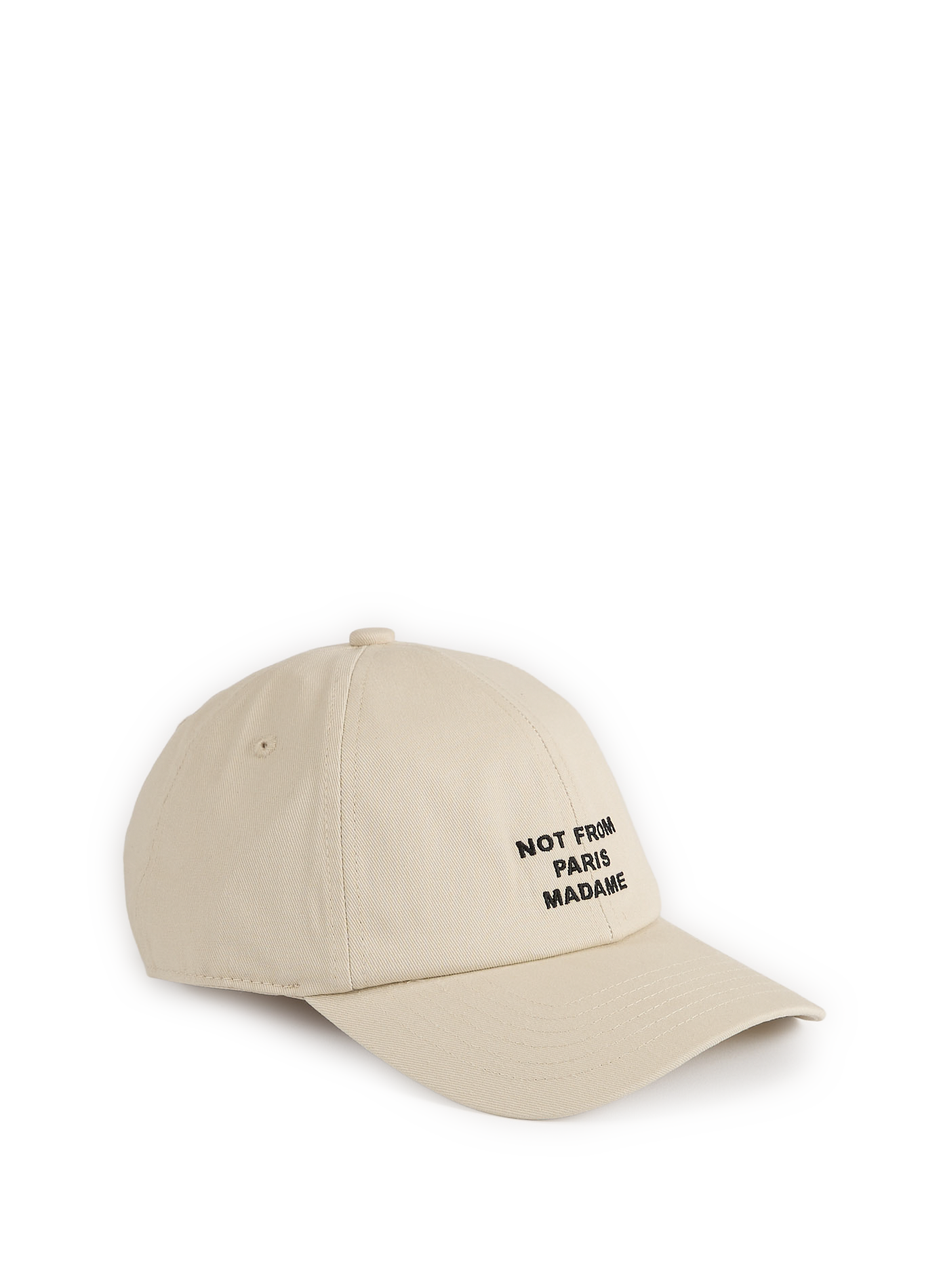 DROLE DE MONSIEUR Embroidered Slogan Cap Beige