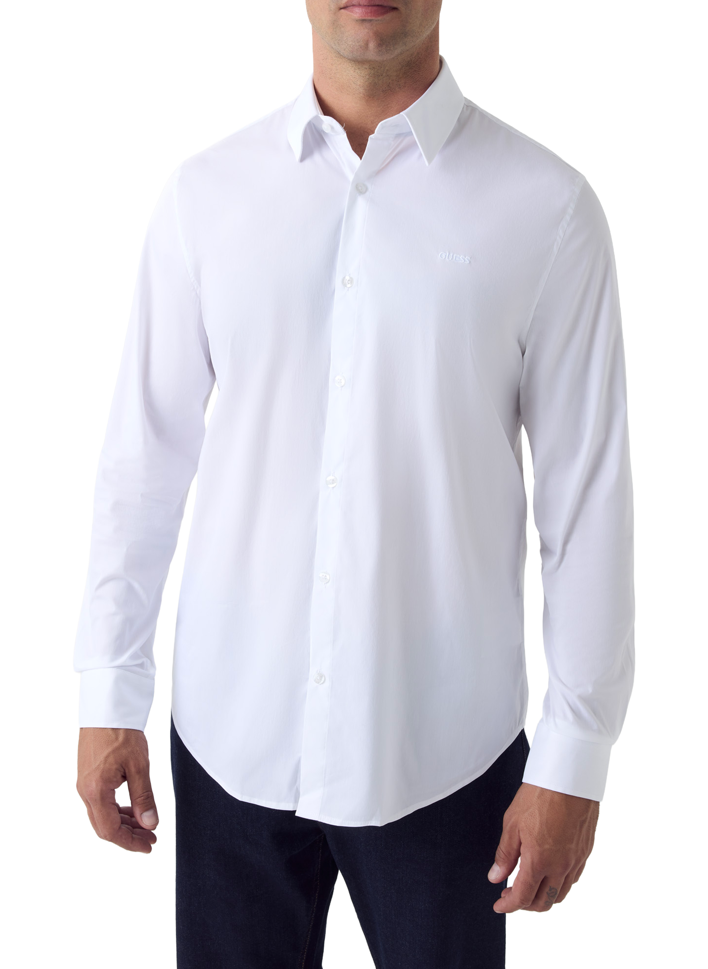 GUESS Straight cotton blend Shirt White