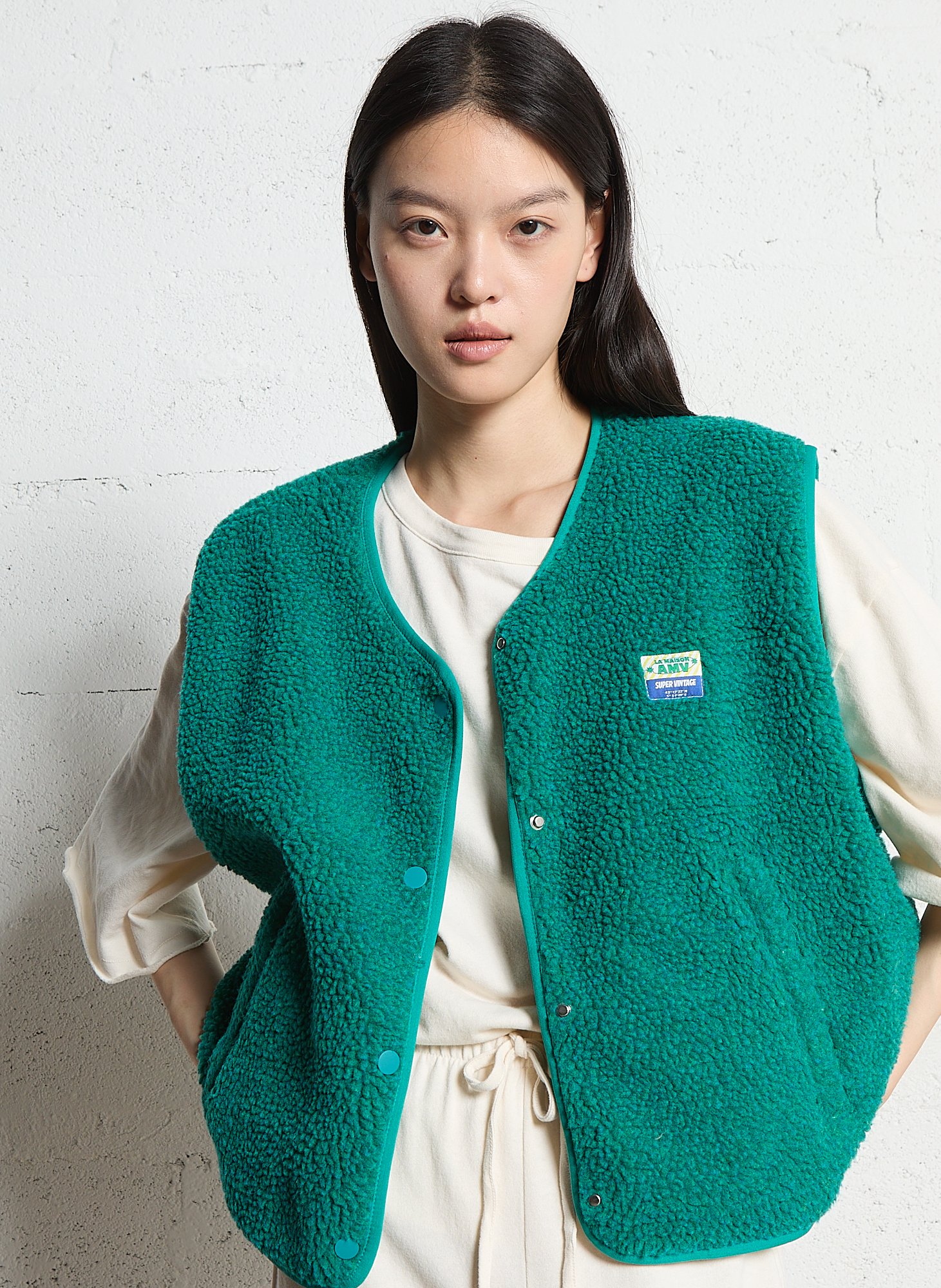 Gilet col rond molletonné sans manches hoktown  Menthol