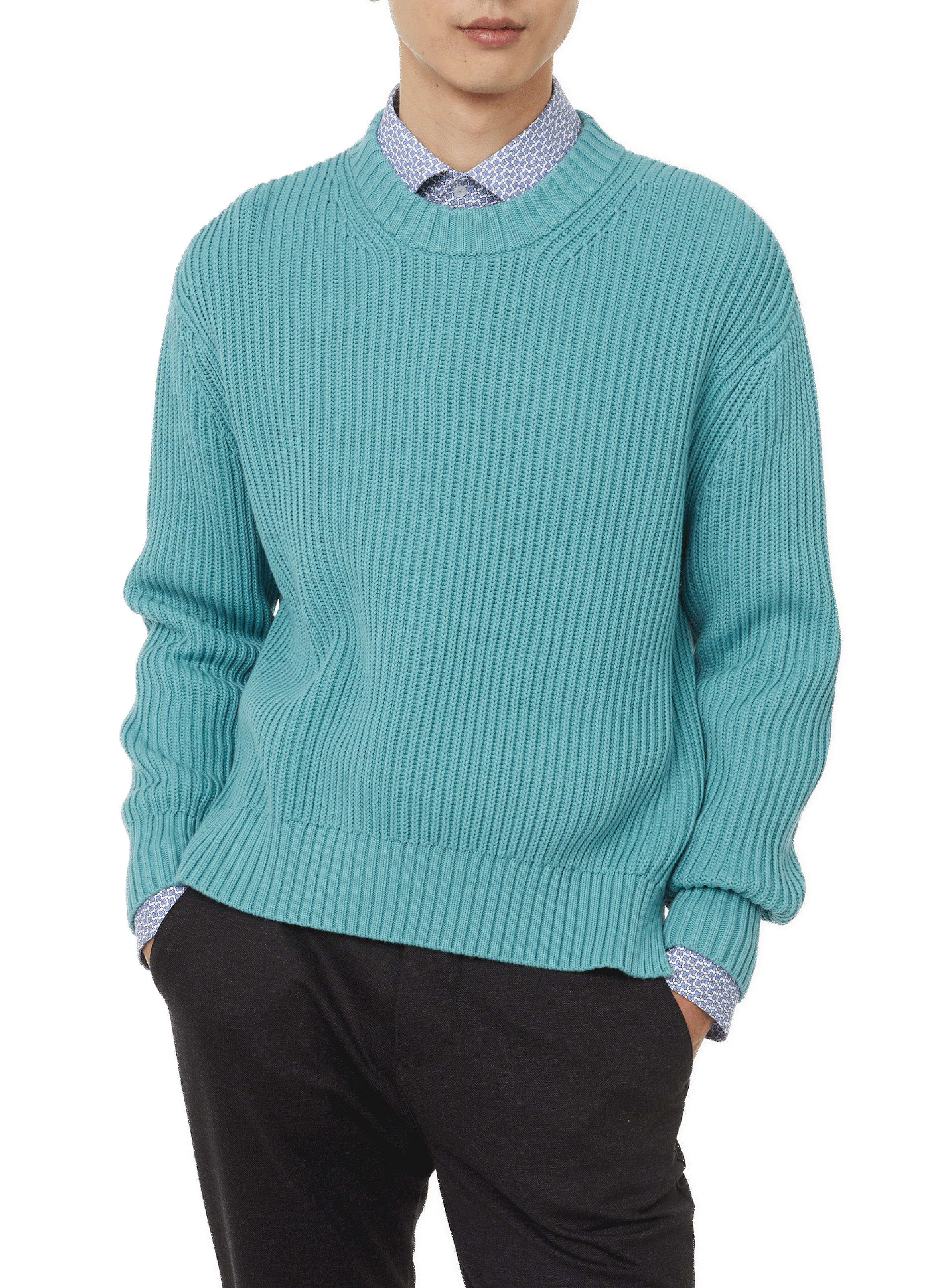 SAISON 1865 Pull en maille côtelé Vert