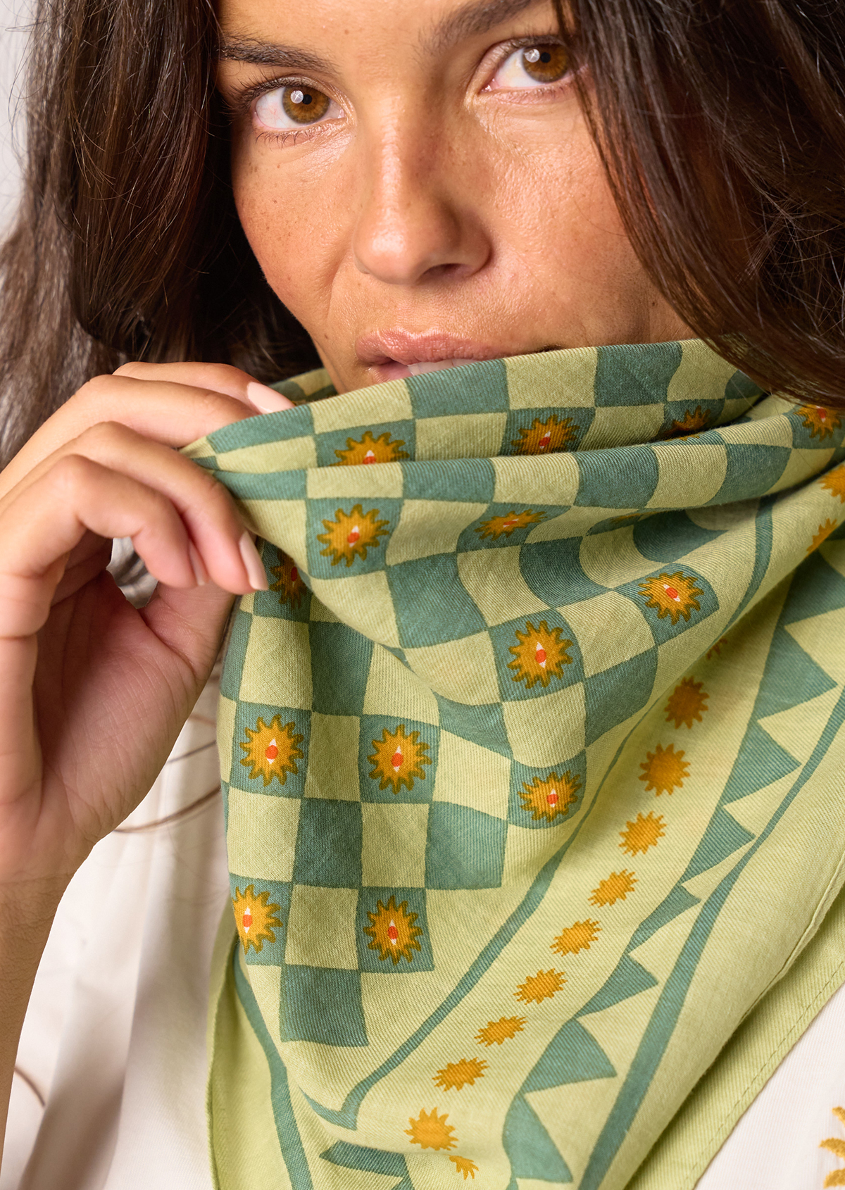 Petit foulard en coton biologique romane BILLYBELT Vert