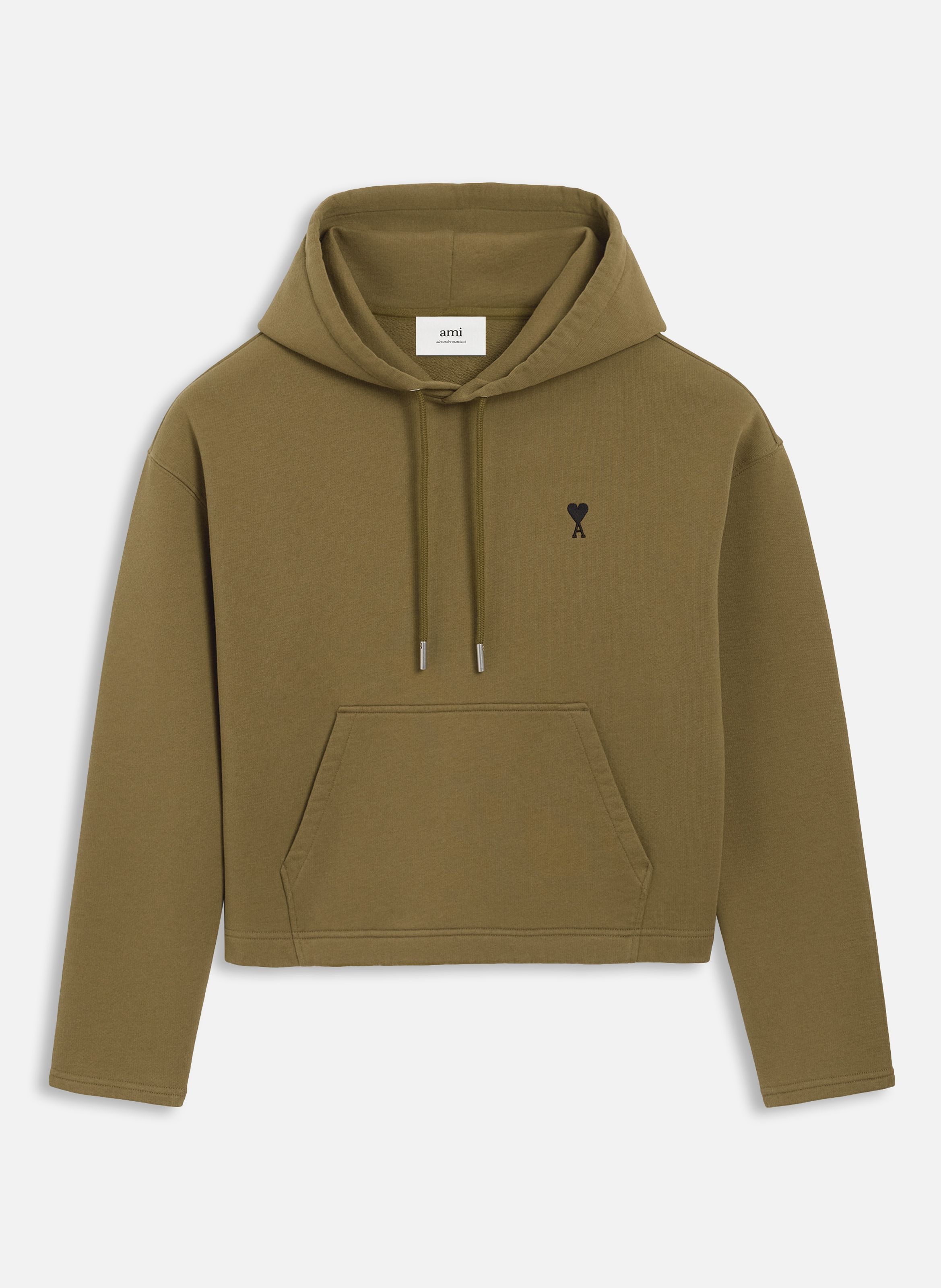 Hoodie ami de coeur contrasté en coton AMI PARIS Vert