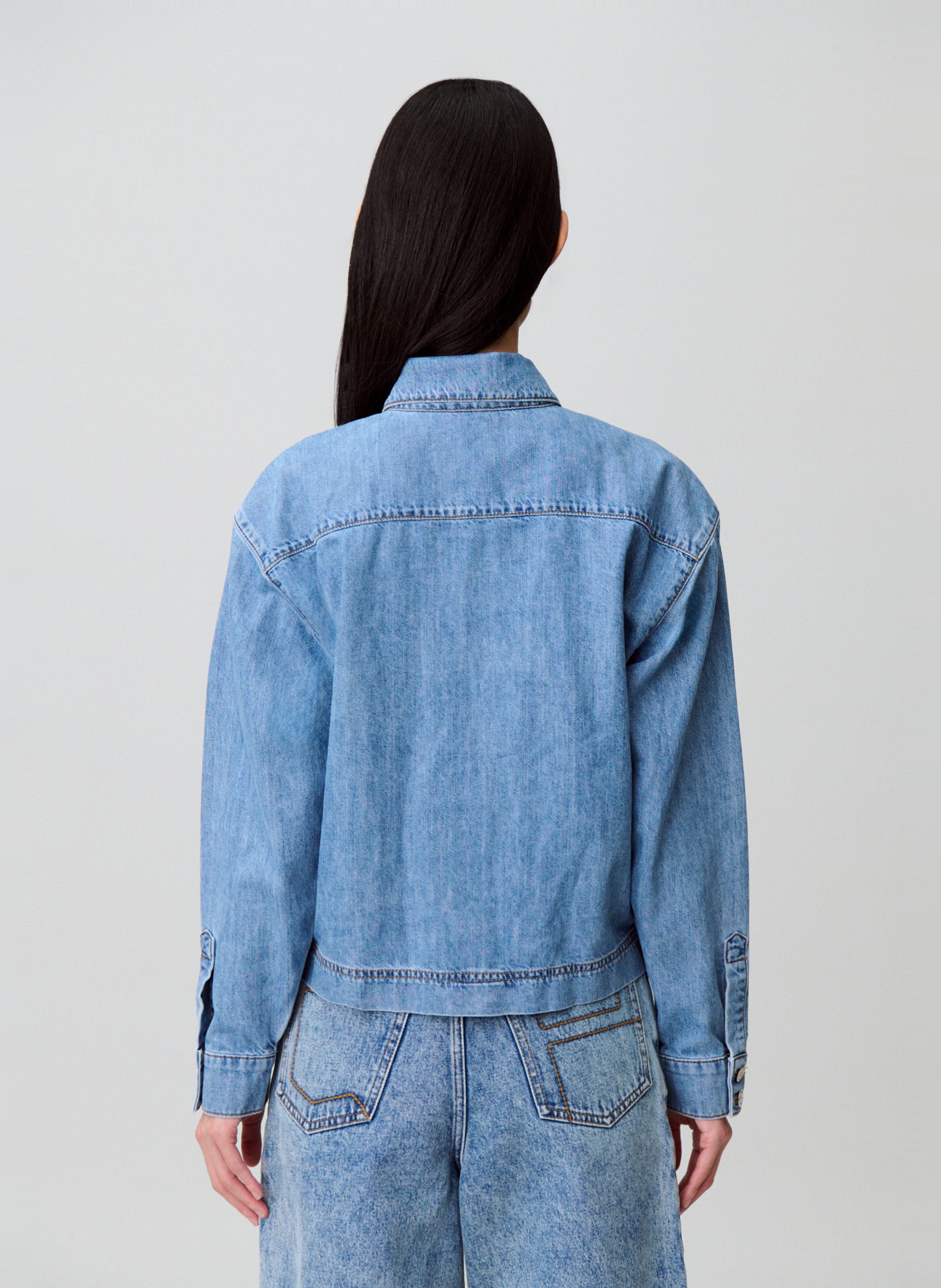 Chemise droite col classique en coton CLAUDIE PIERLOT Bleu