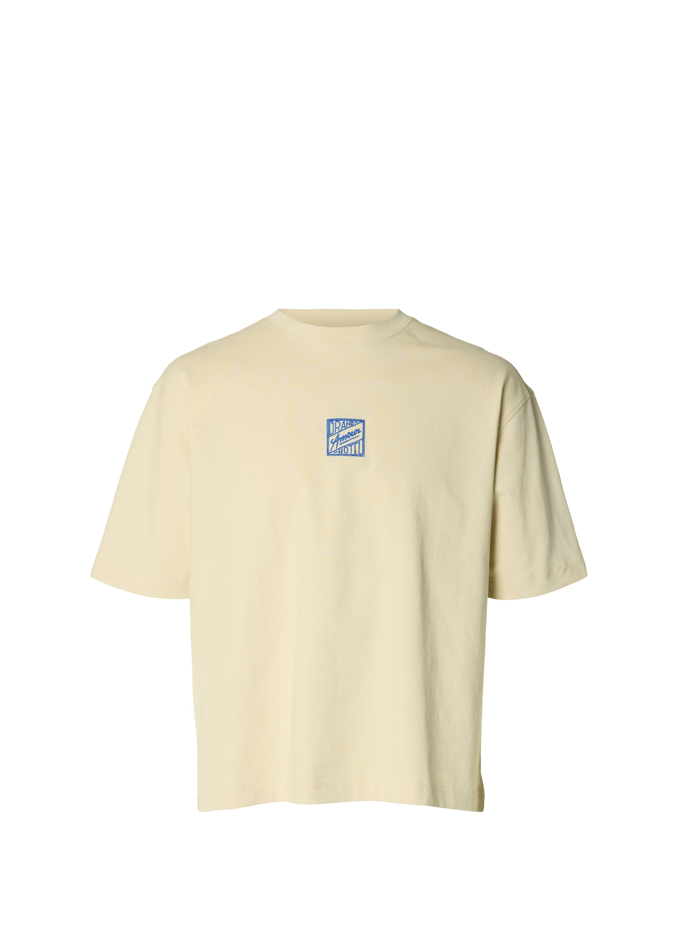 Cotton round-neck T-shirt SELECTED Beige