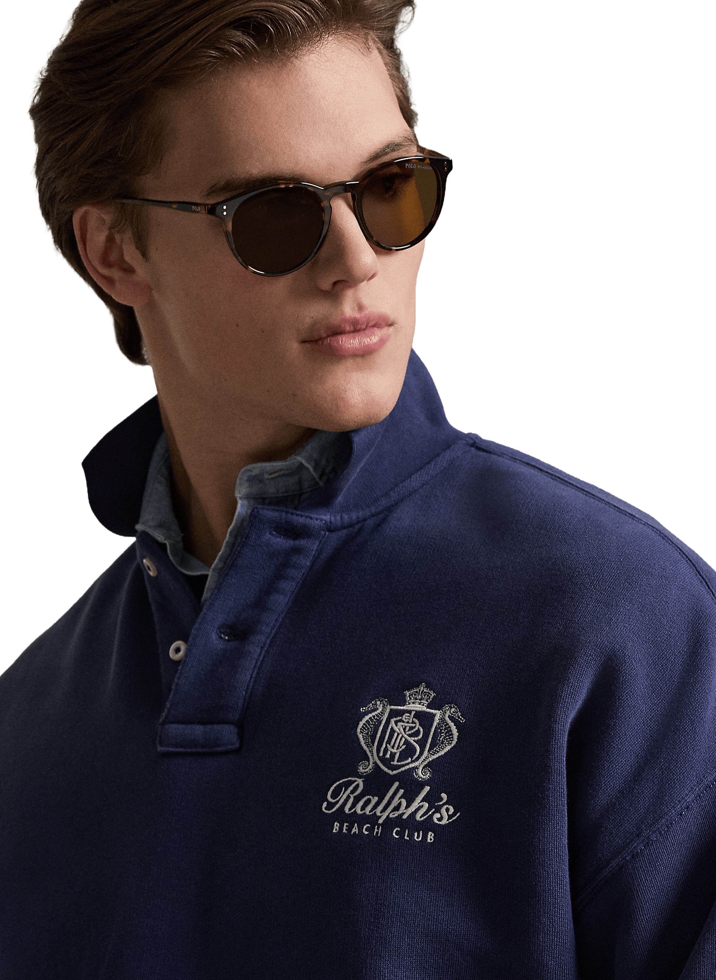 Polo con logo bordado en algodón mezclado POLO RALPH LAUREN Azul