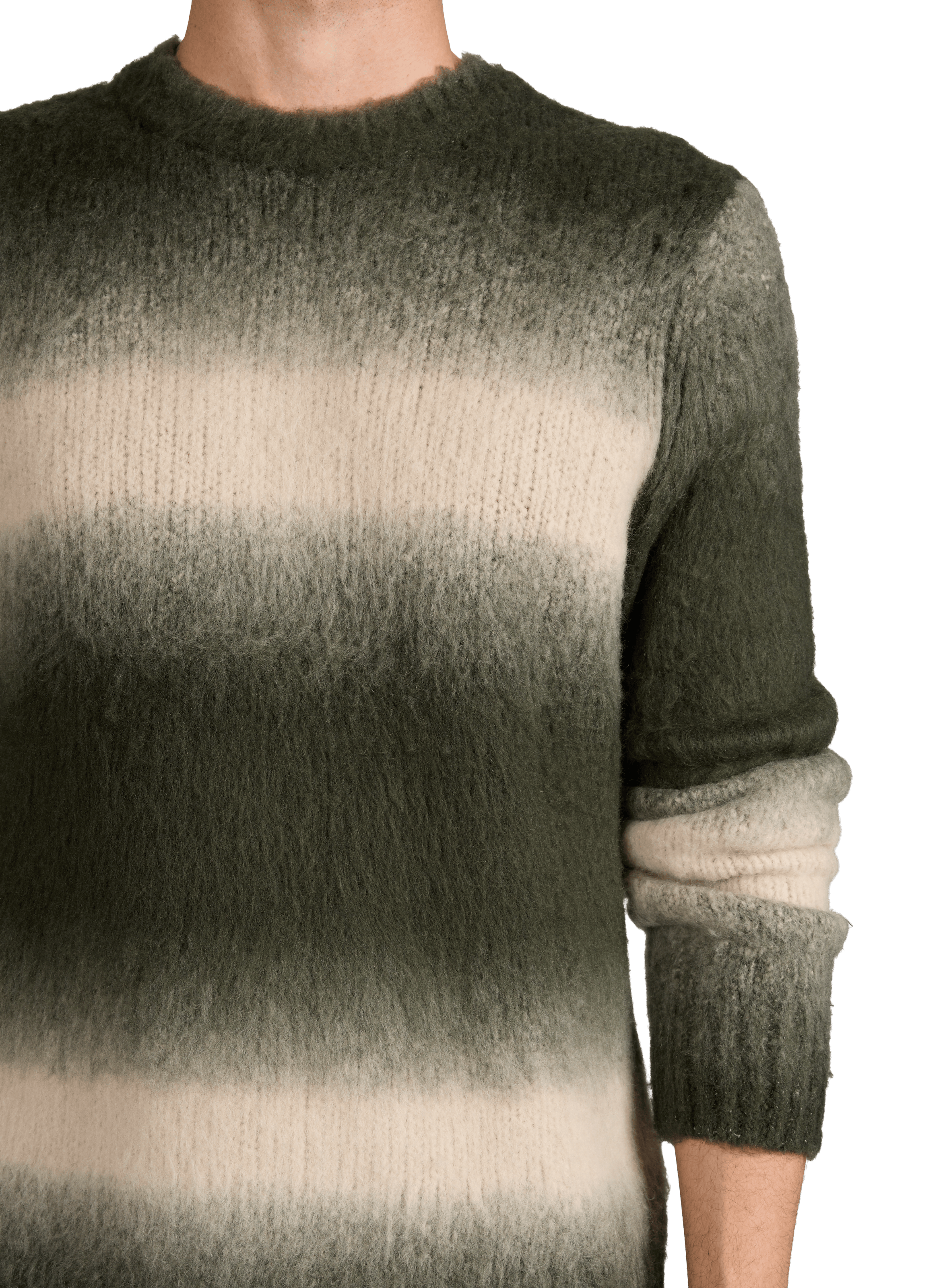 Round neck sweater in mixed wool stripes SAMSOE SAMSOE Grey