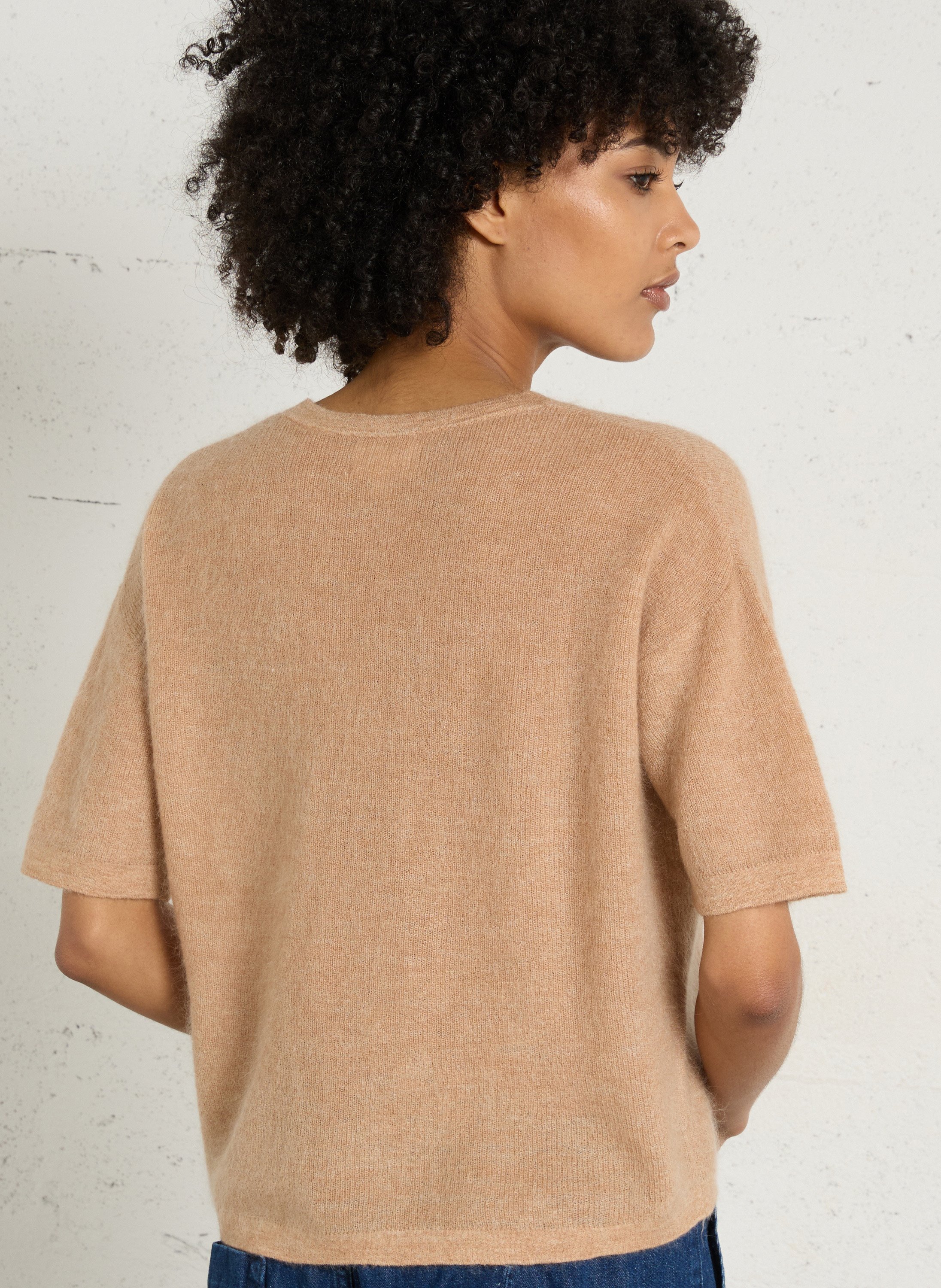 Pull col rond en mohair mélangé paolo bis MAISON 123 Beige