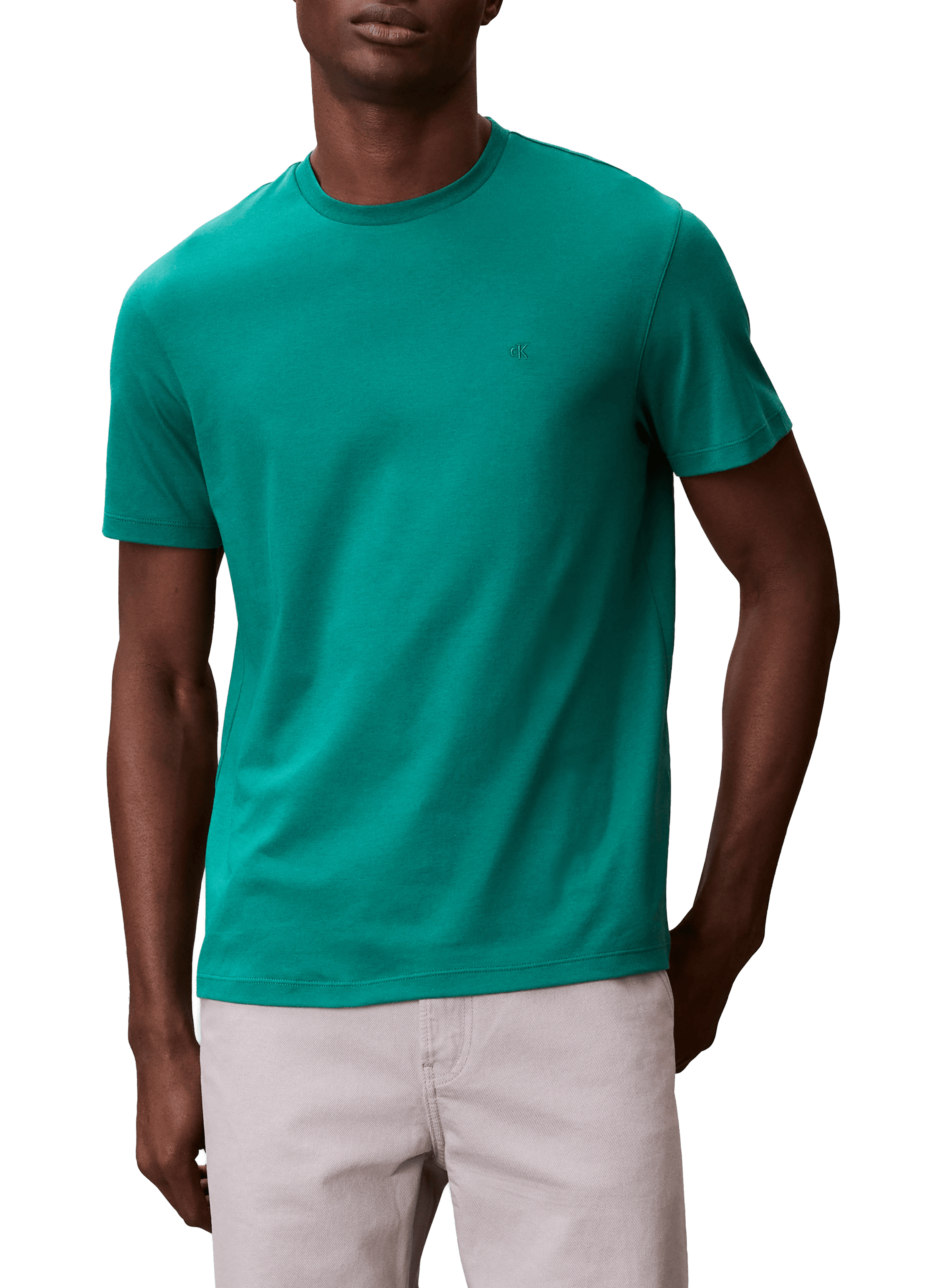 T-shirt col rond en coton CALVIN KLEIN Vert