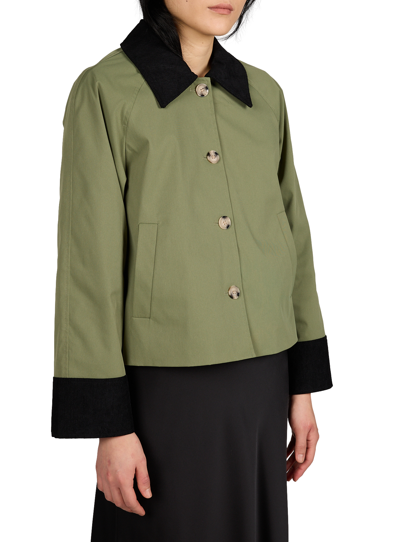 Straight jacket with contrasting collar and cuffs VILA Green