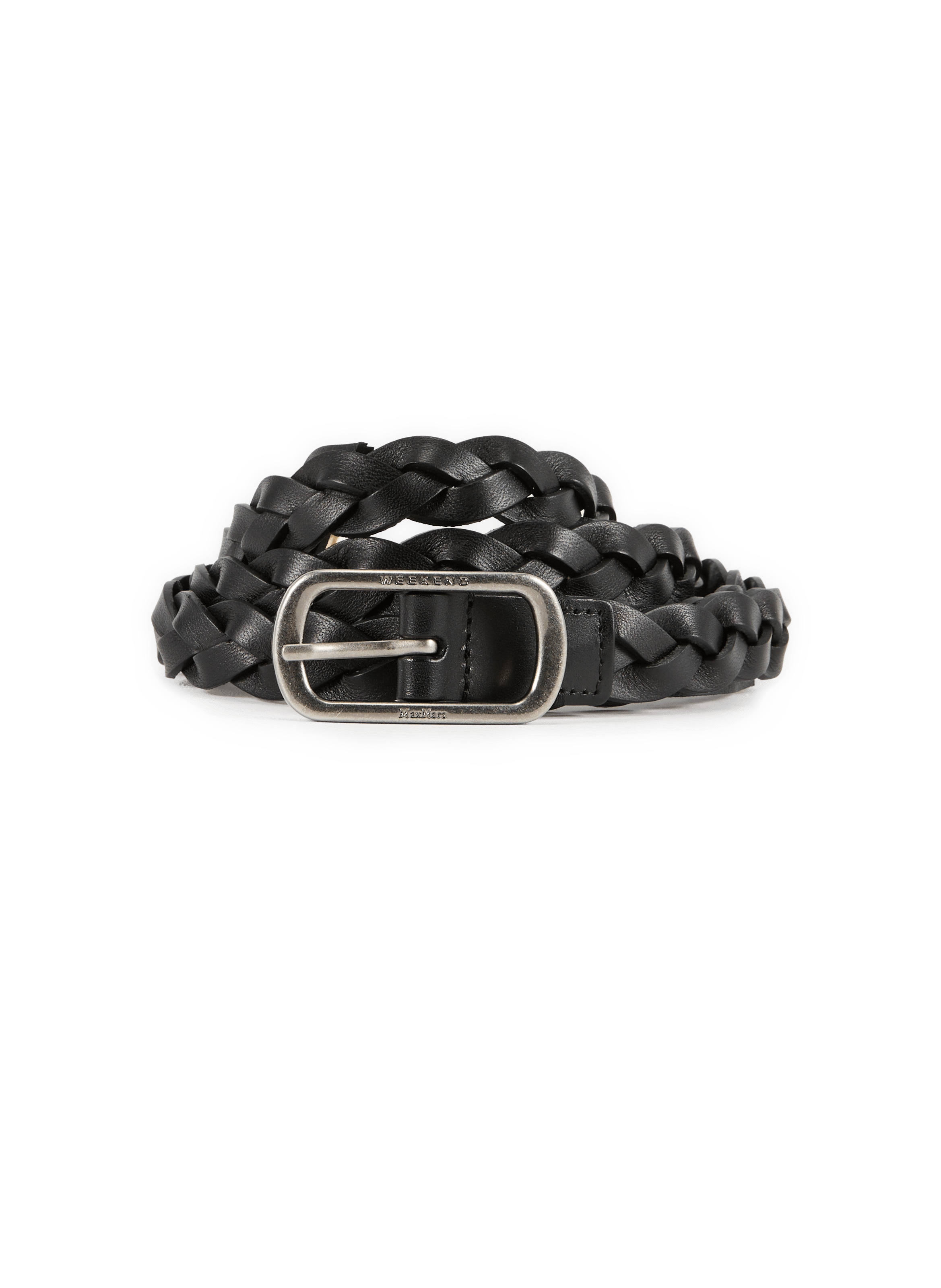 Thin braided leather belt MAX MARA WEEK END Black
