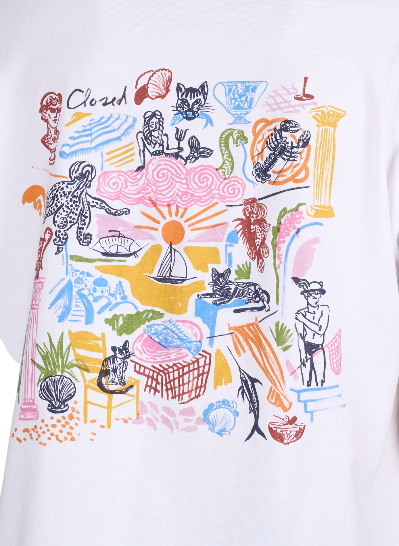 Maglietta stampata diritta in cotone CLOSED Bianco