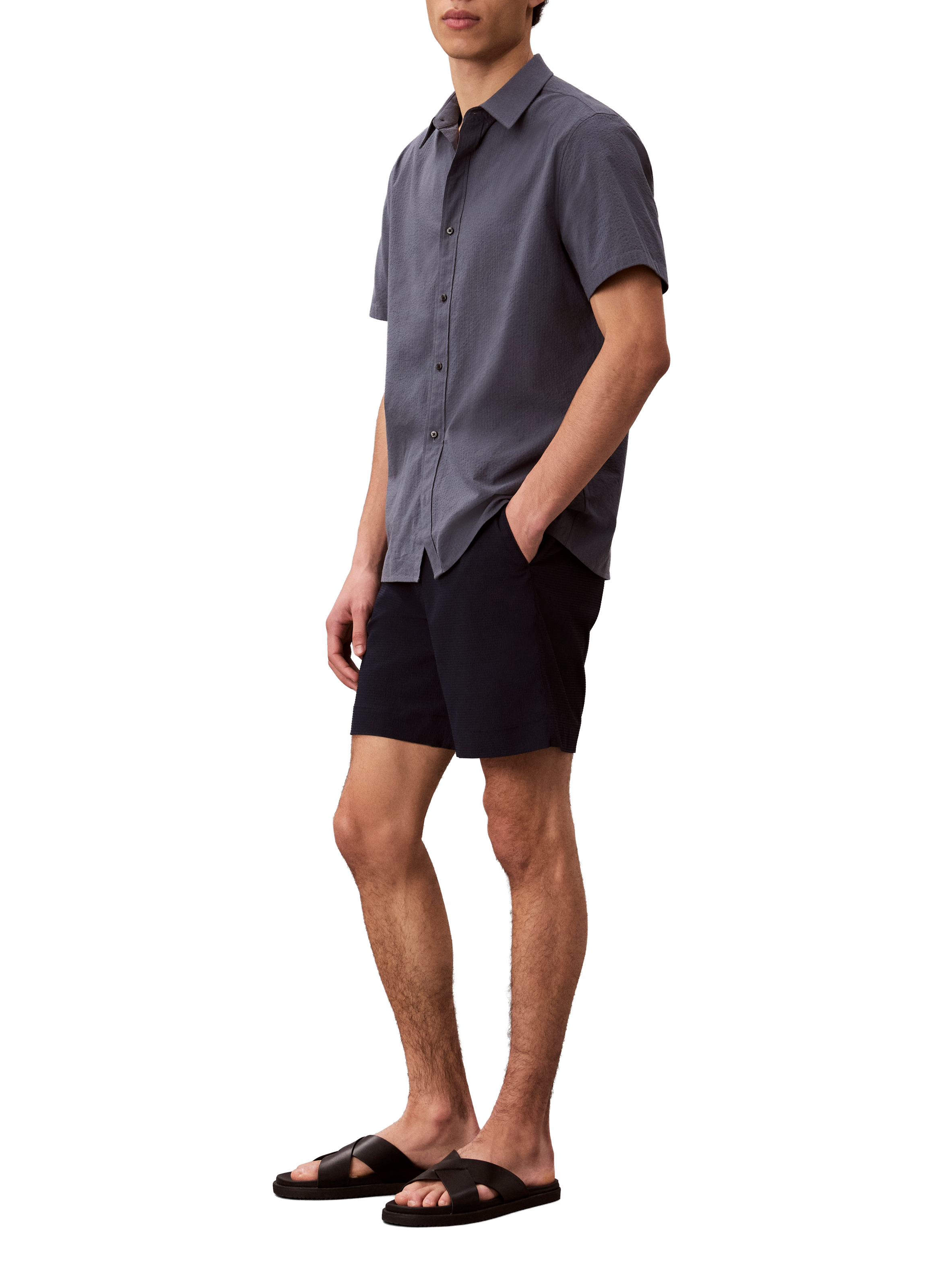 Short droit en tissu seersucker CALVIN KLEIN Bleu