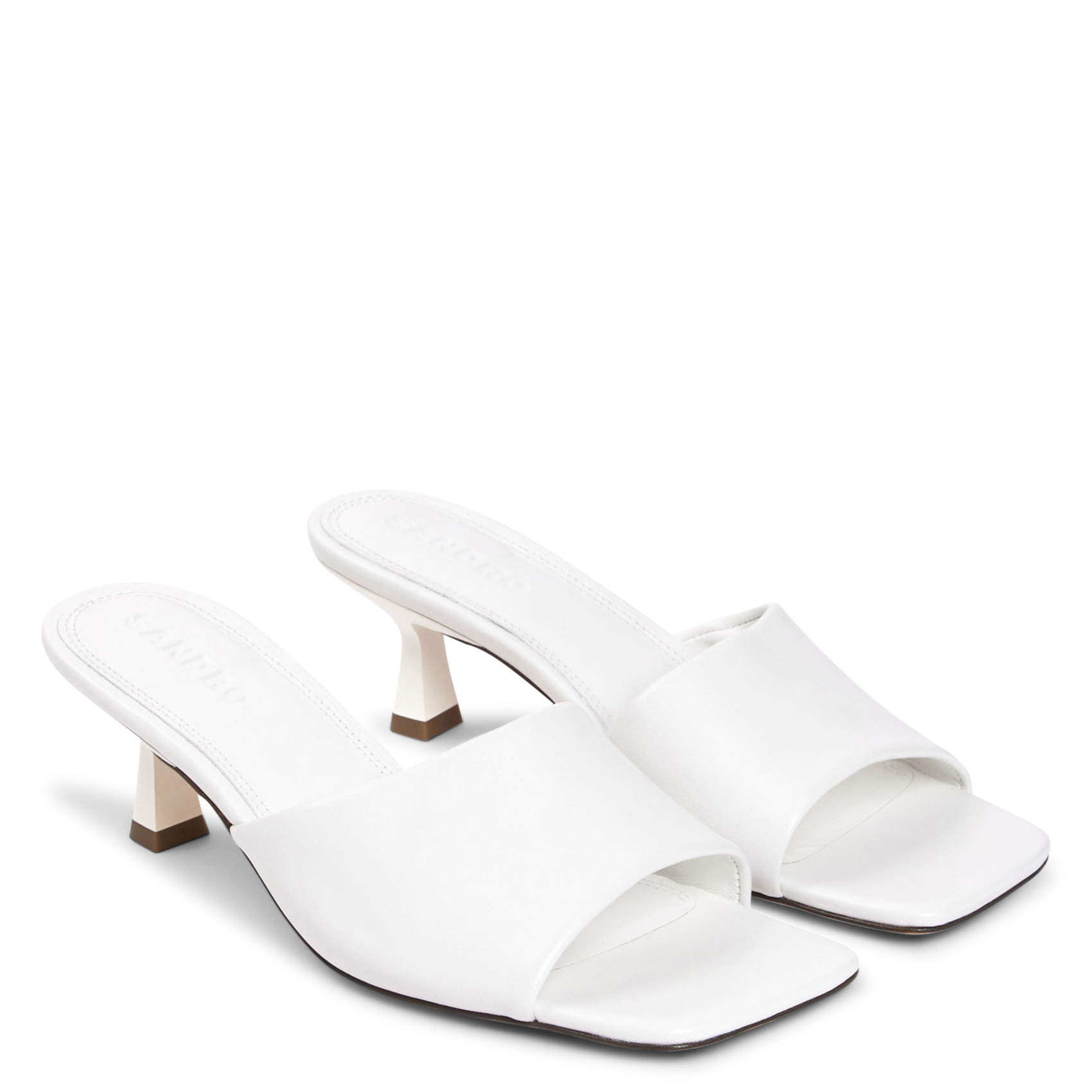 Mules à talons en cuir SANDRO Blanc