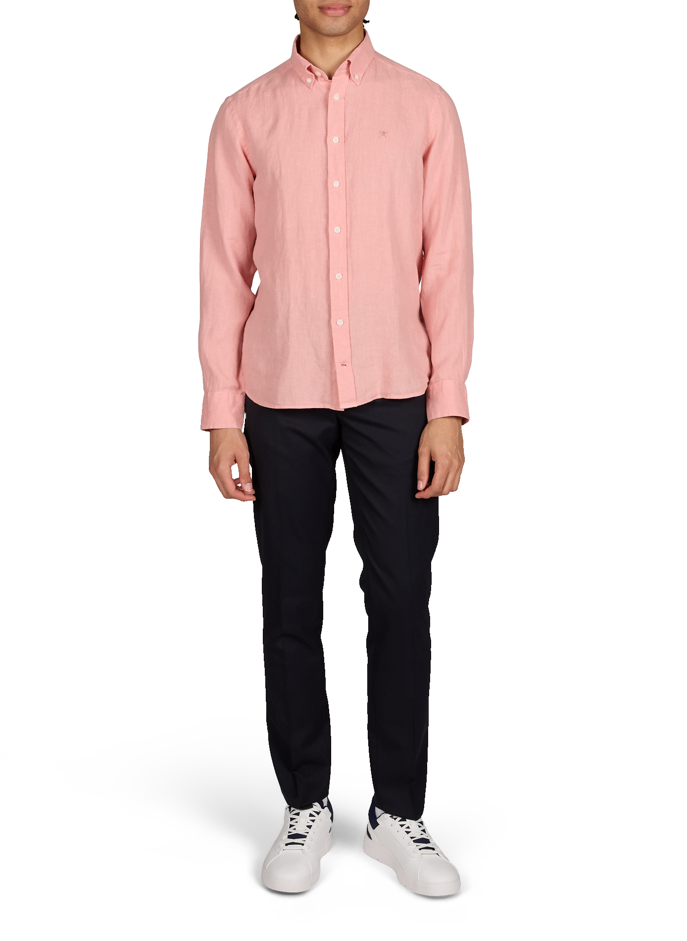 Straight linen shirt with American collar HACKETT Pink