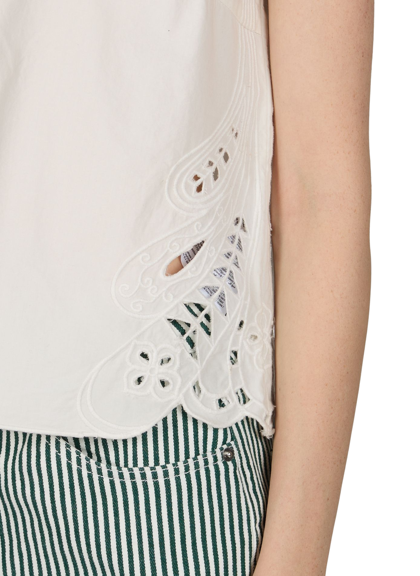 Embroidered cotton top OBJECT White