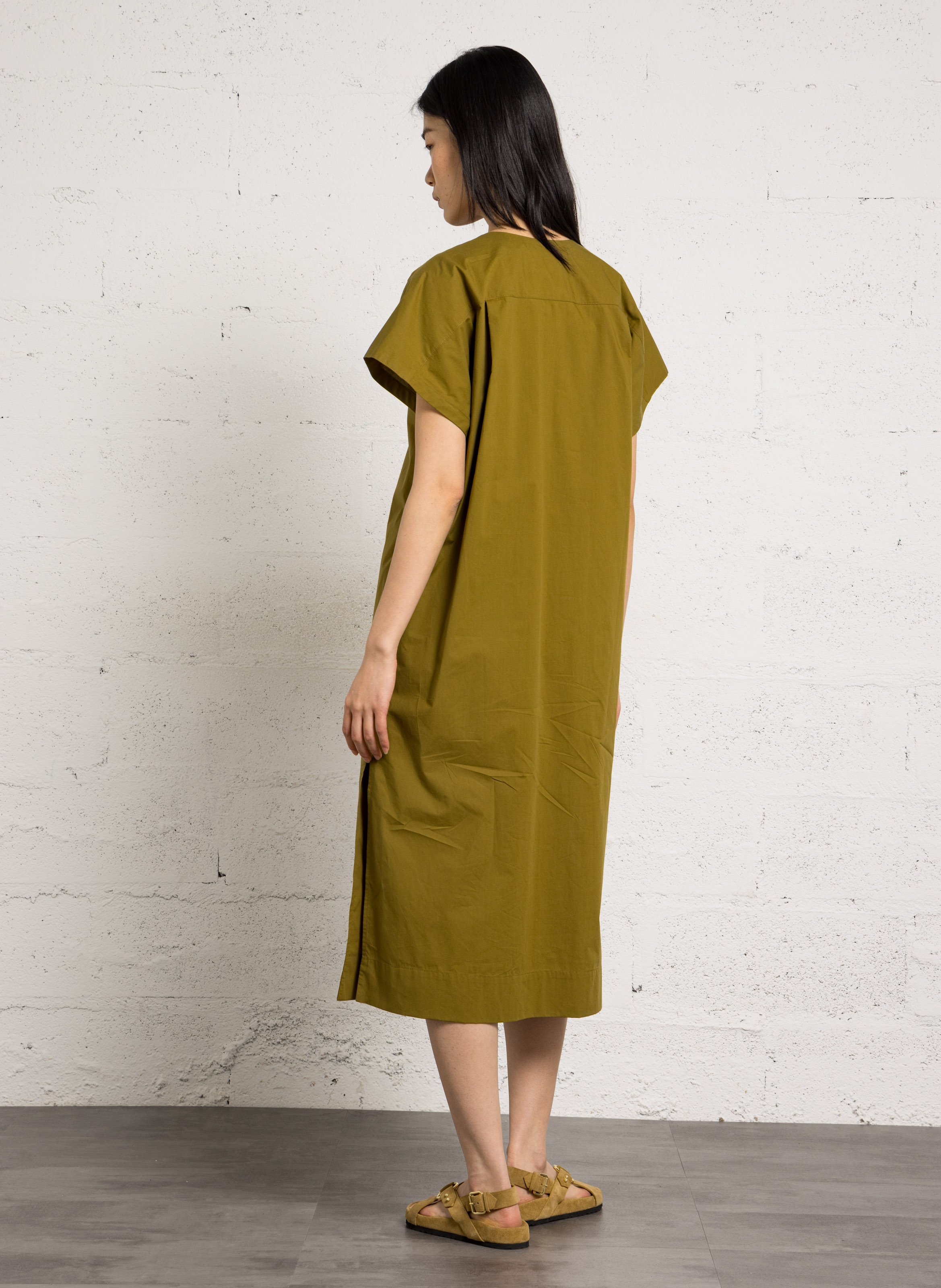Robe midi en coton bio col rond ianni SOEUR Vert