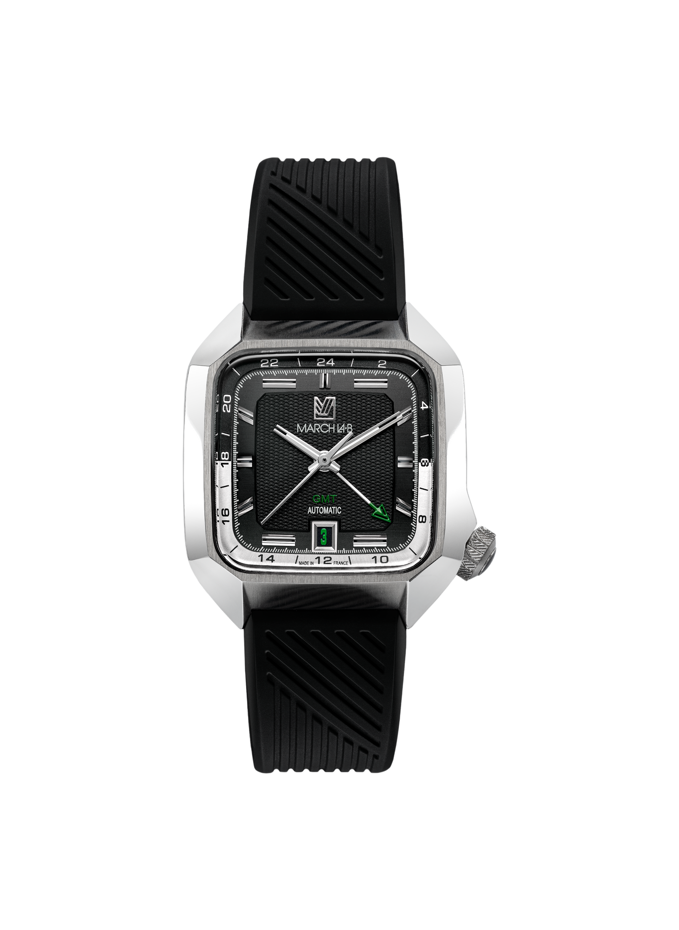 Orologio automatico AM2 GMT in silicone MARCH LA.B Nero