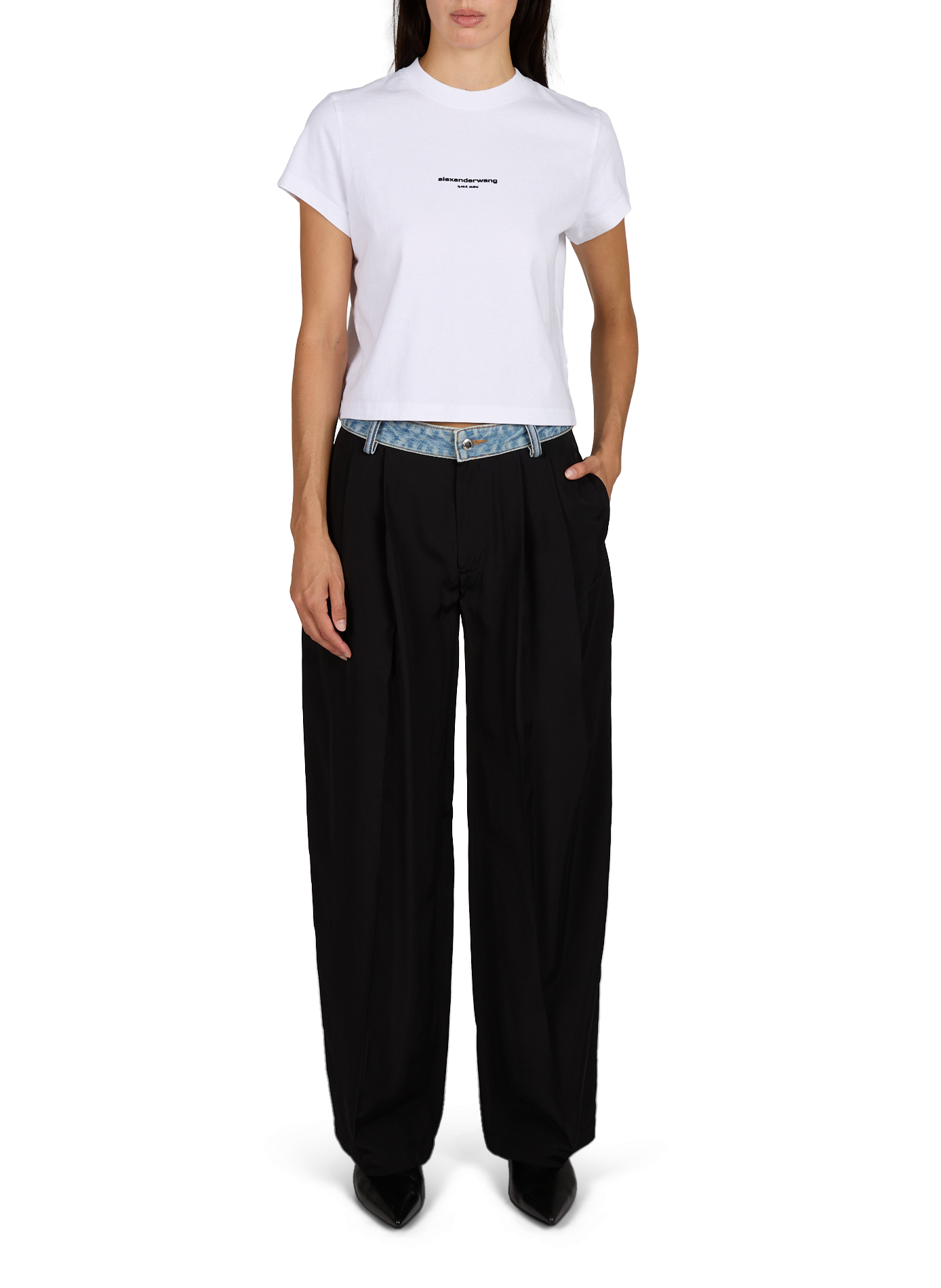 Tee-shirt col rond en coton ALEXANDER WANG Blanc