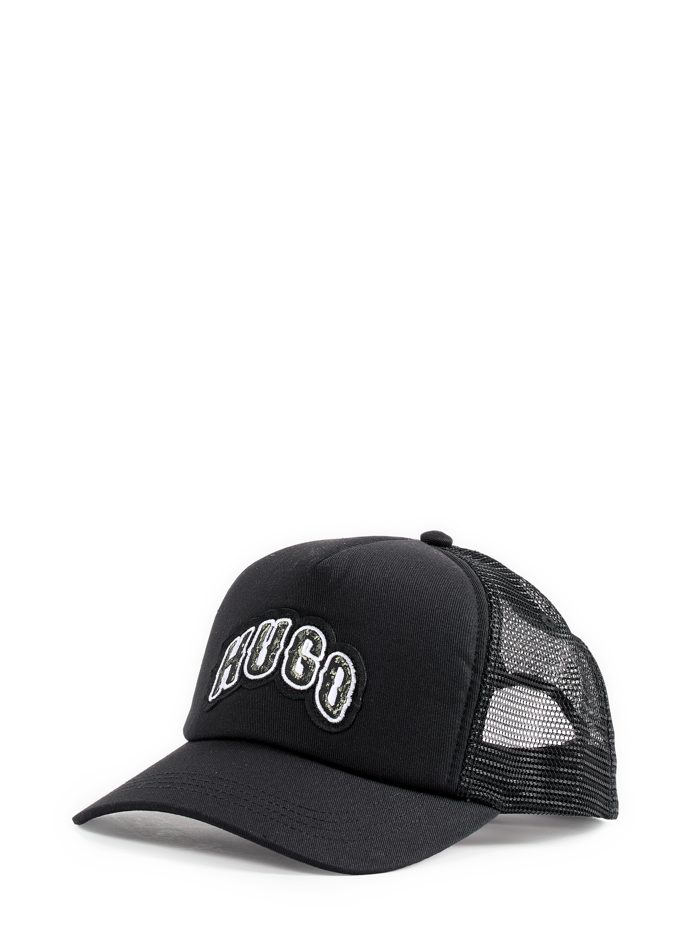 Cotton logo bi-material cap HUGO BLUE Black