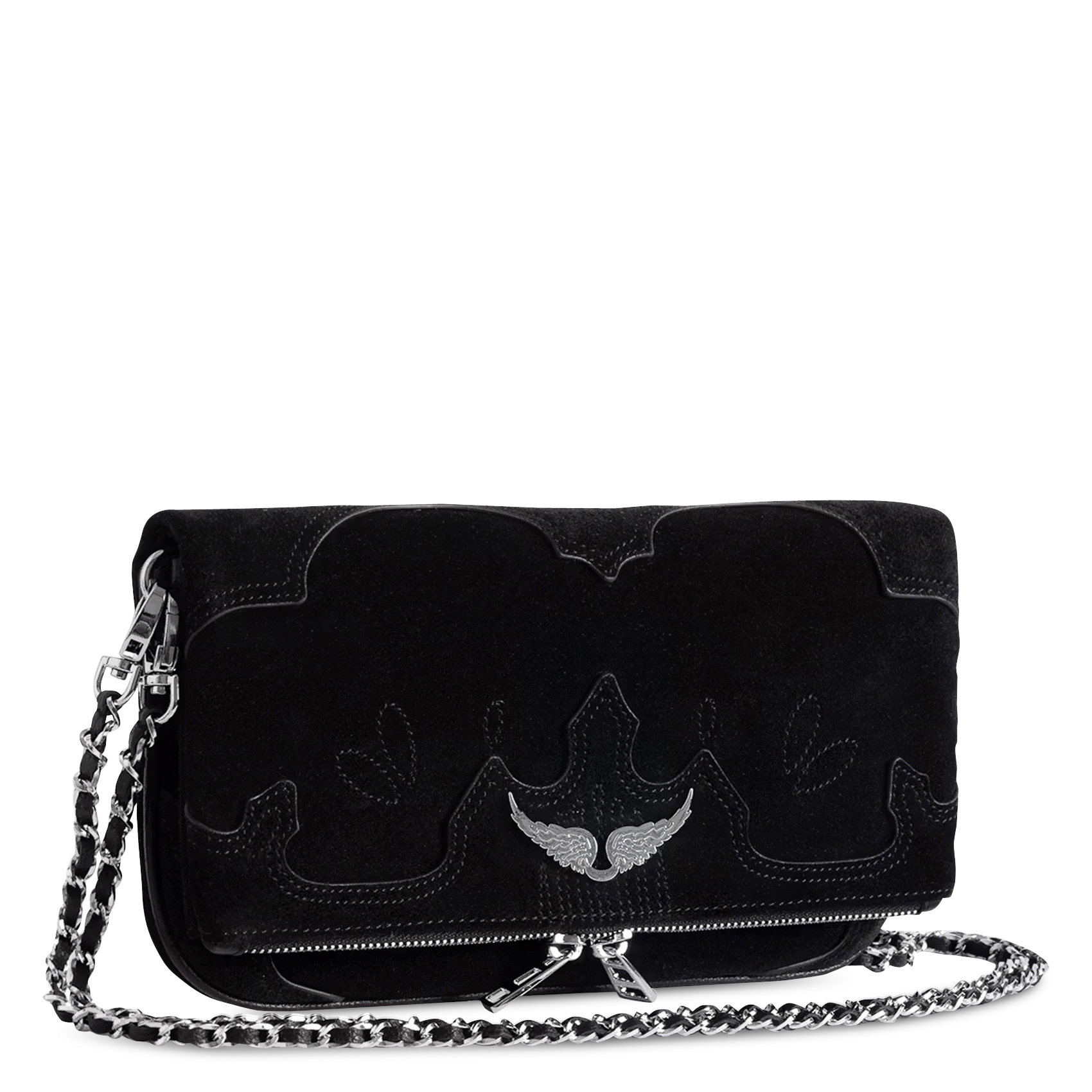 Sac bandoulière en cuir velours rock ZADIG&VOLTAIRE Noir