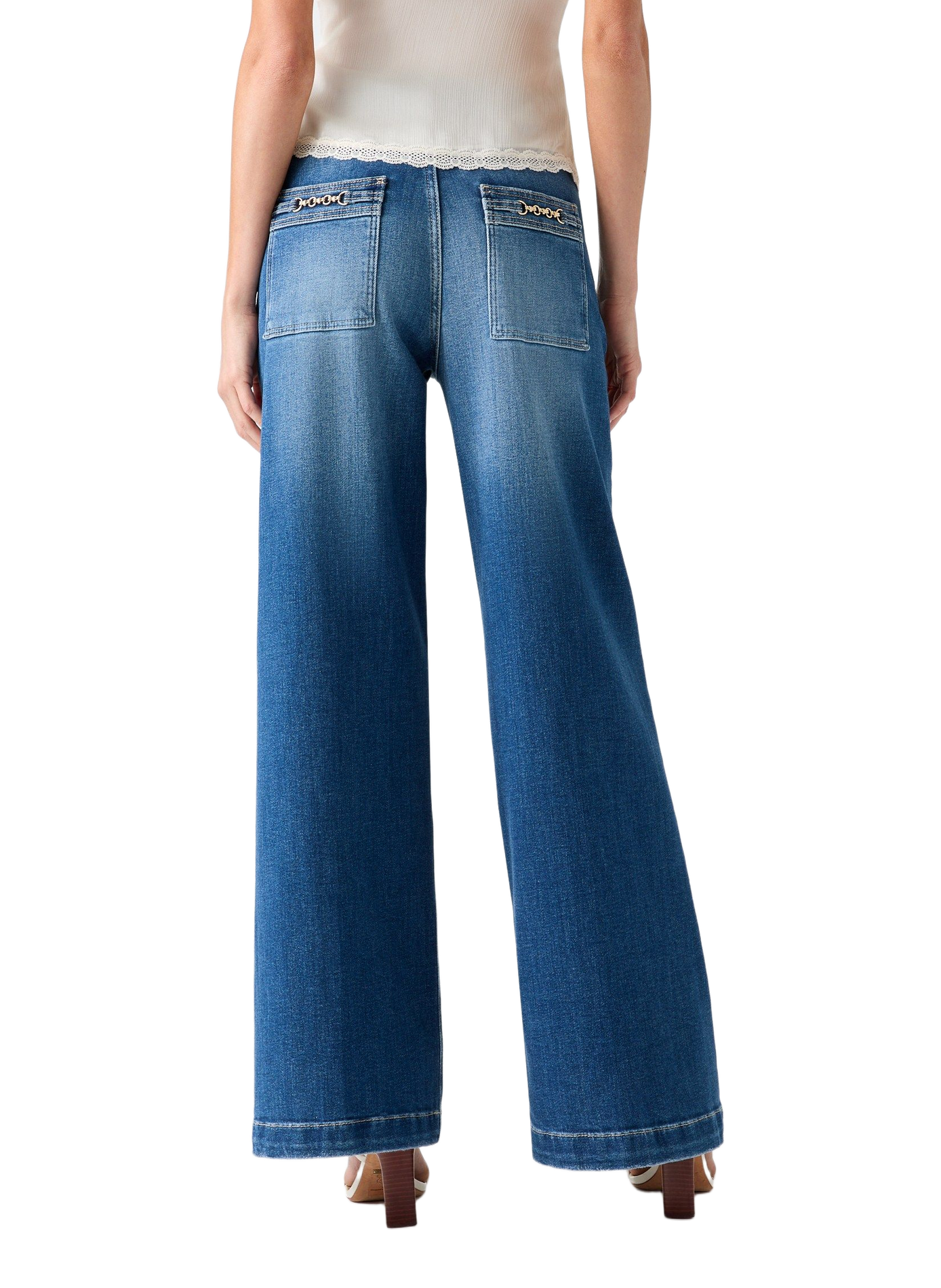 Weite Hose aus Baumwollmischung GUESS Blau