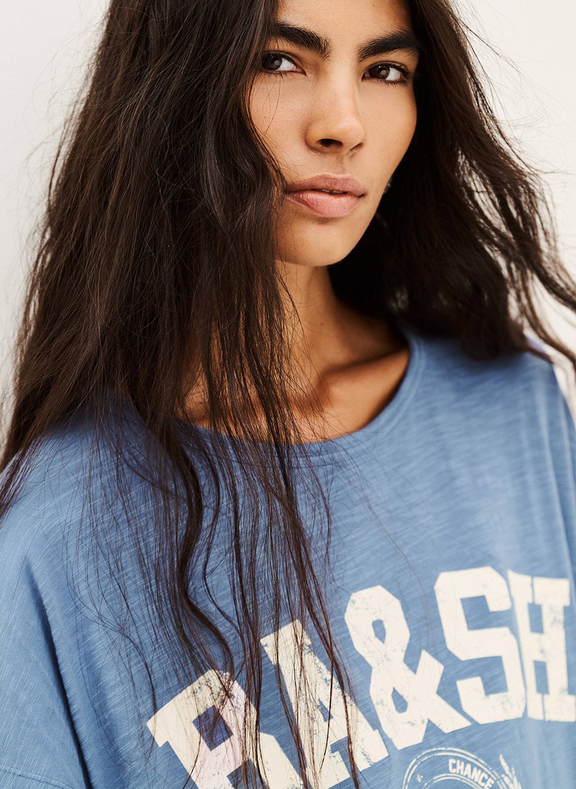 Midi-jurk met ronde hals en print Civia | Blauw BA&SH Dames