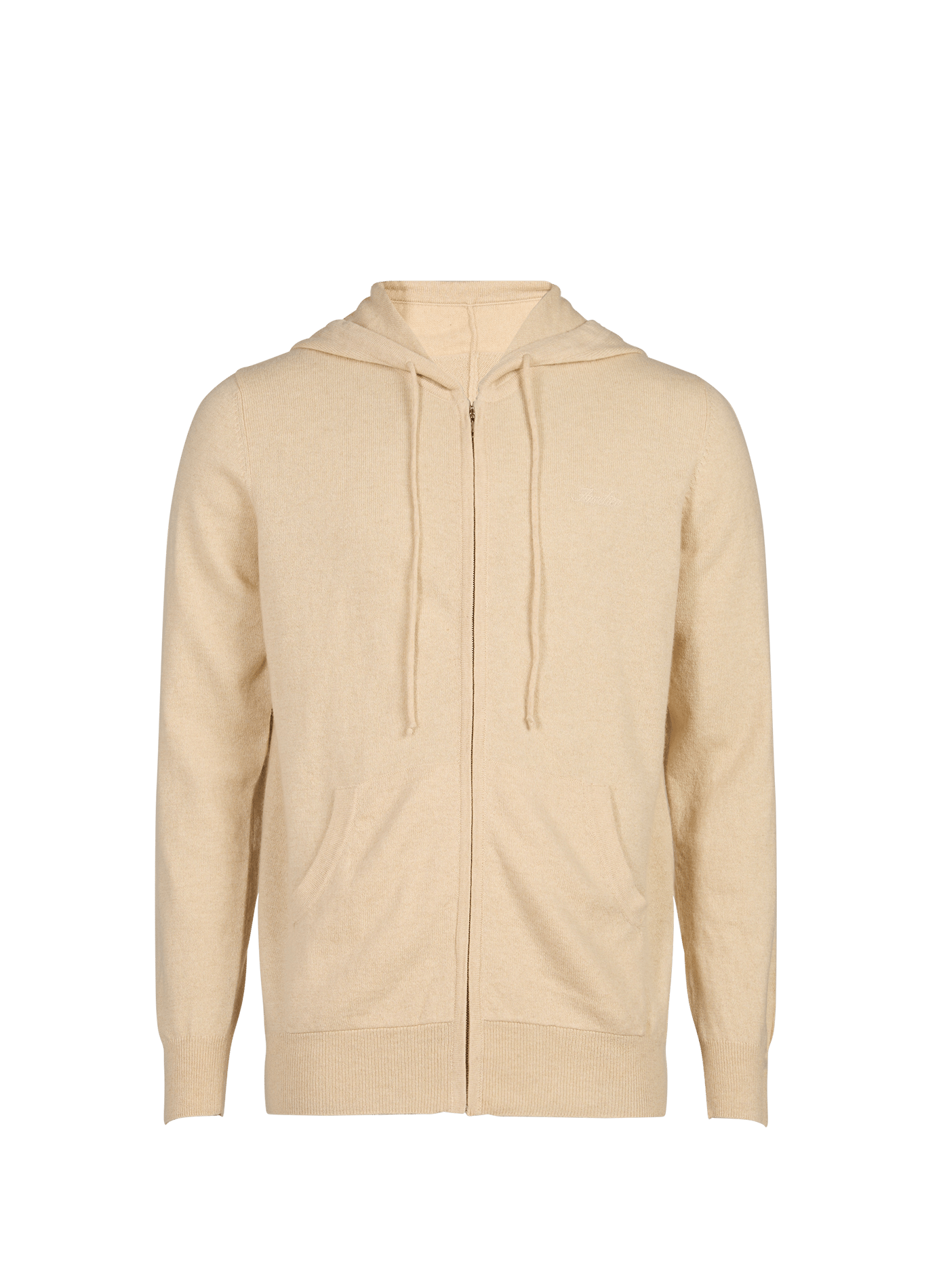 Straight hooded cardigan in fine cashmere knit AURELIEN Beige