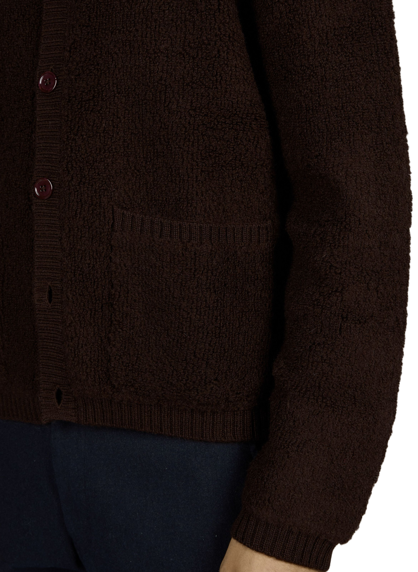 Gerader Fleece-Strick-Cardigan aus Wolle NN.07 Braun