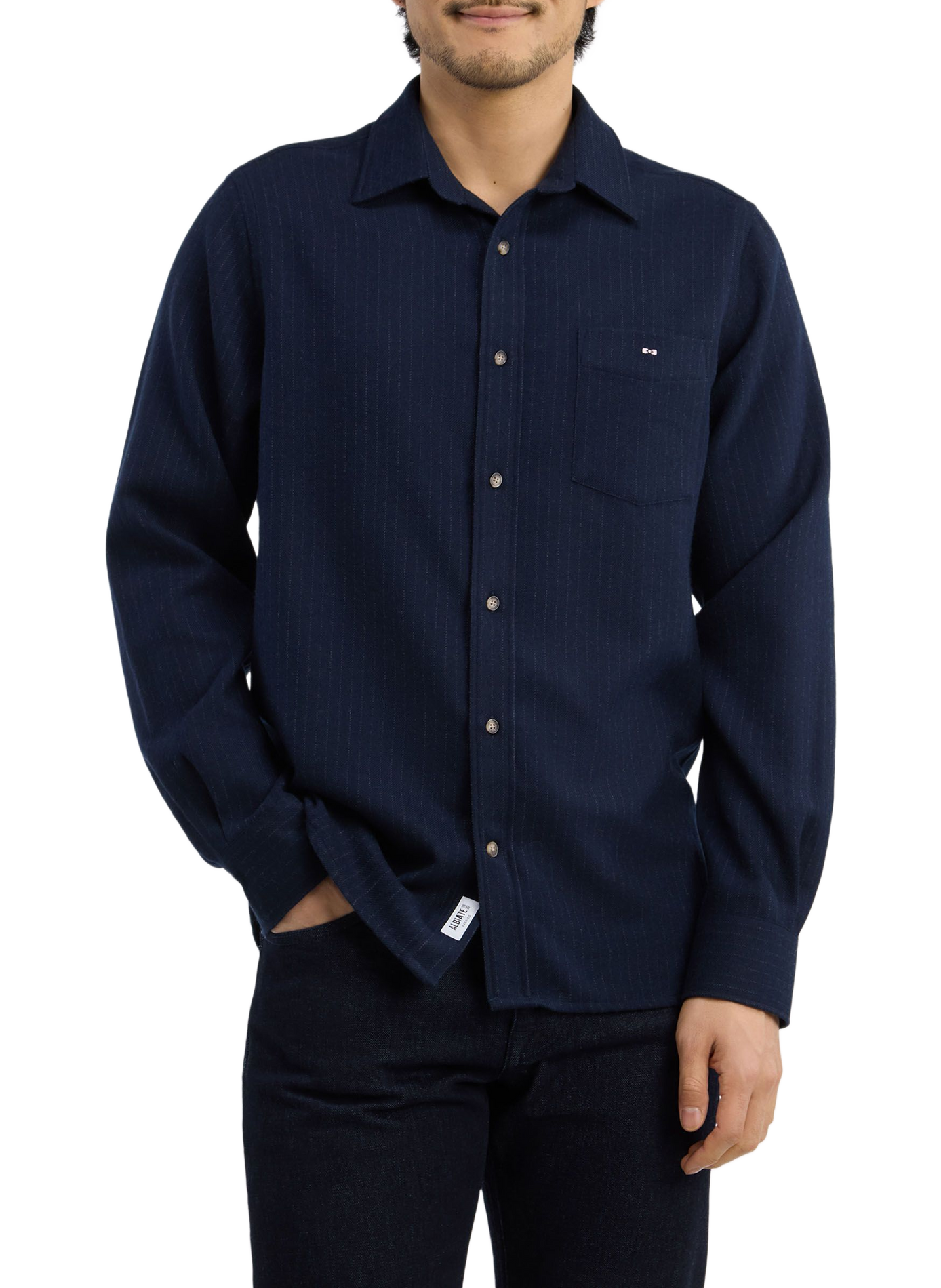 Straight classic collar shirt in striped cotton EDEN PARK Blue