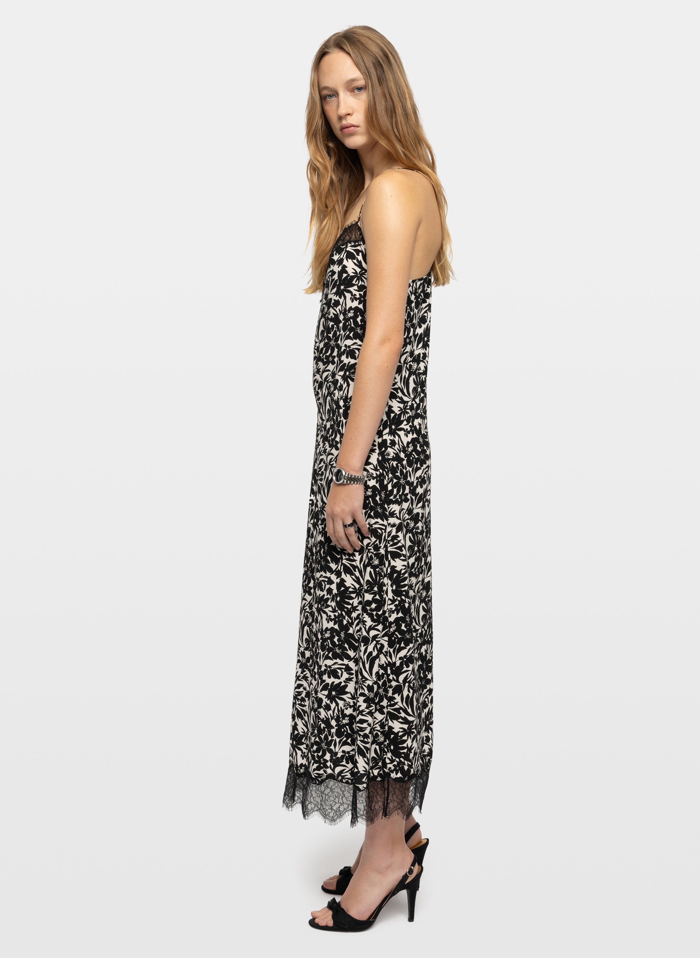 Robe longue encolure v en dentelle respa ZADIG&VOLTAIRE Zwart