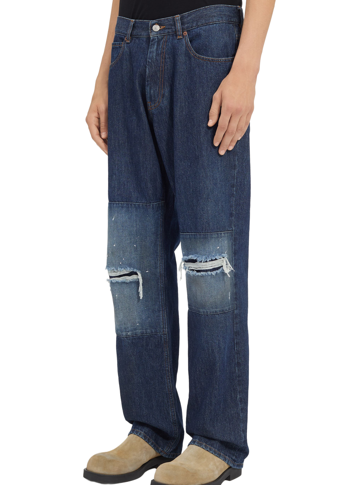 Jean droit déchiré en coton MAISON MARGIELA Bleu