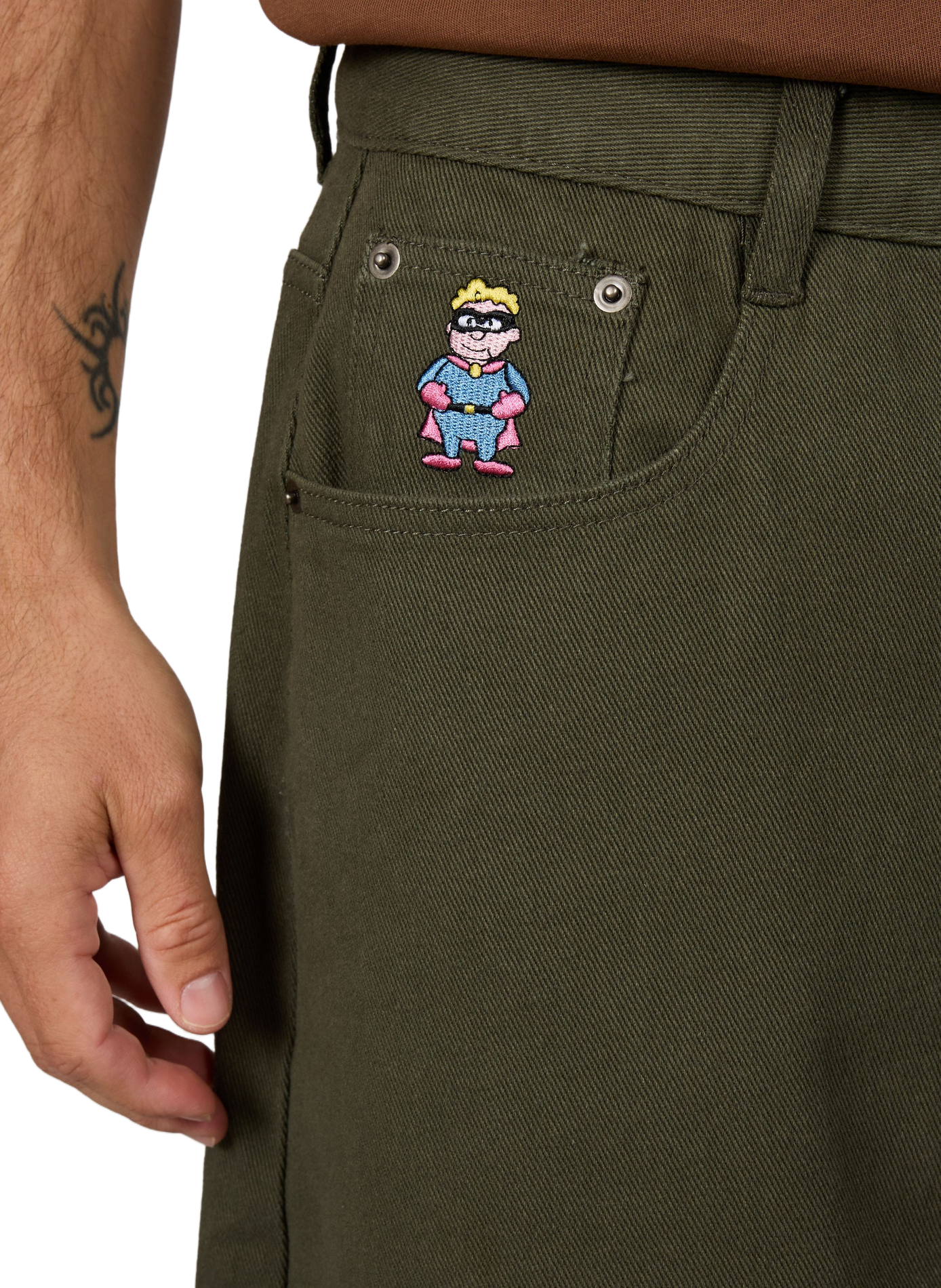 Plain barrel-leg wide-leg trousers KIDSUPER Green