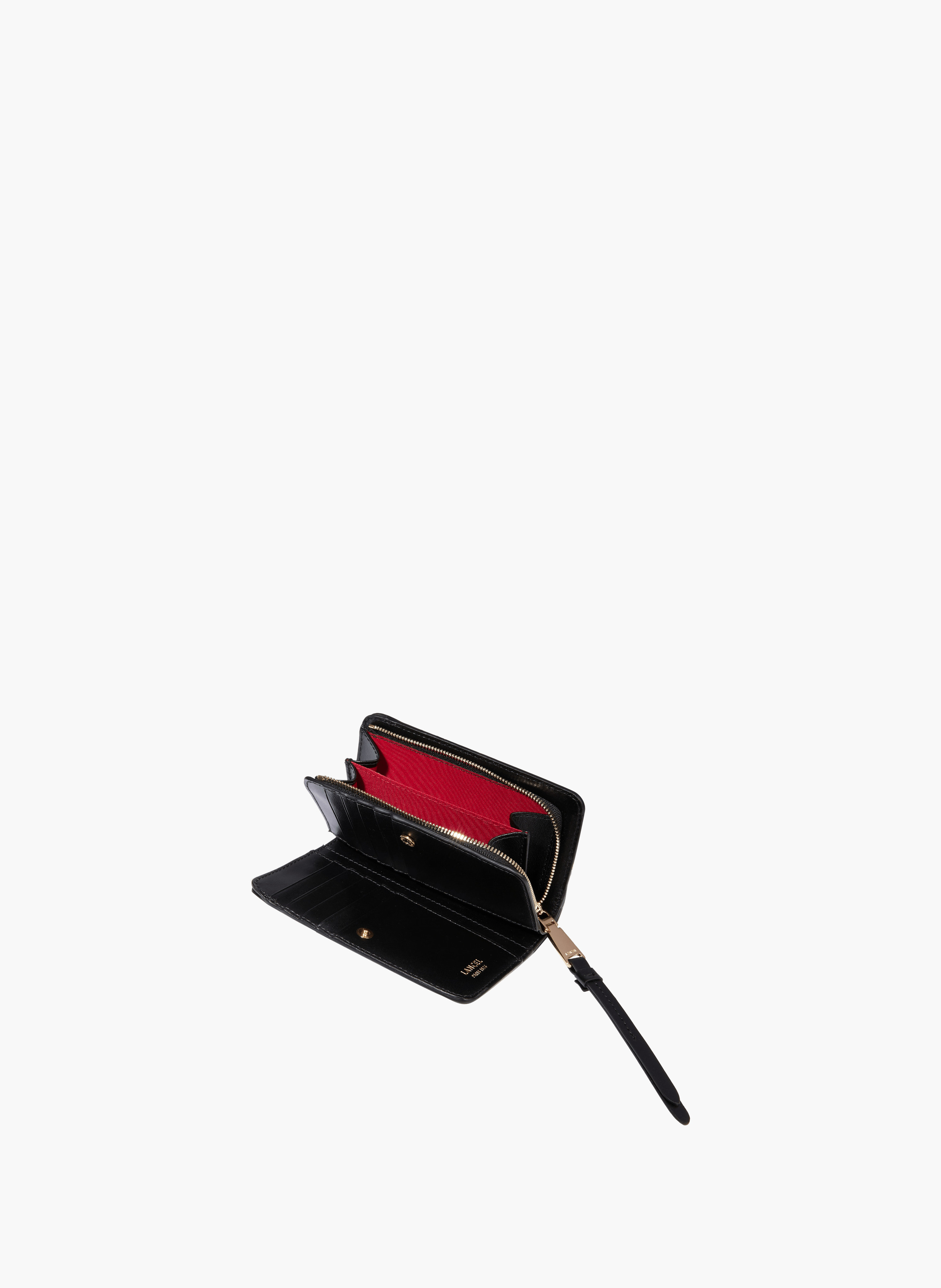 Portefeuille rectangulaire zippé origami de lancel en cuir LANCEL Noir