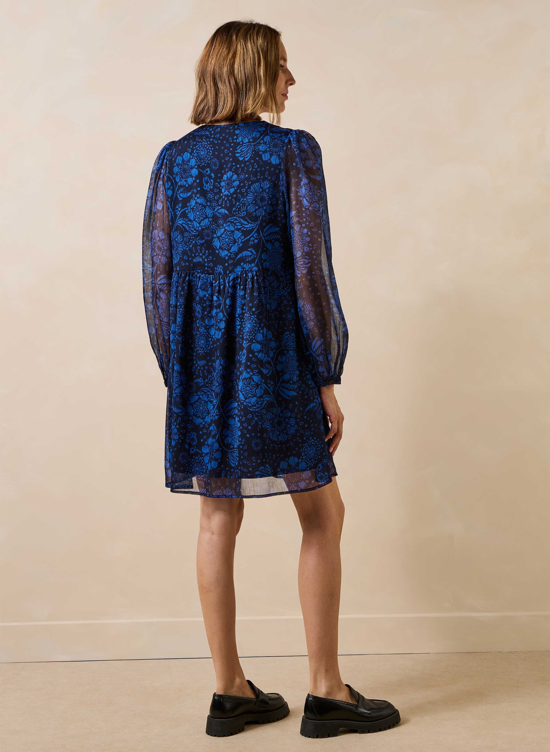 Losvallende jurk met bloemenprint LA FEE MARABOUTEE Blauw