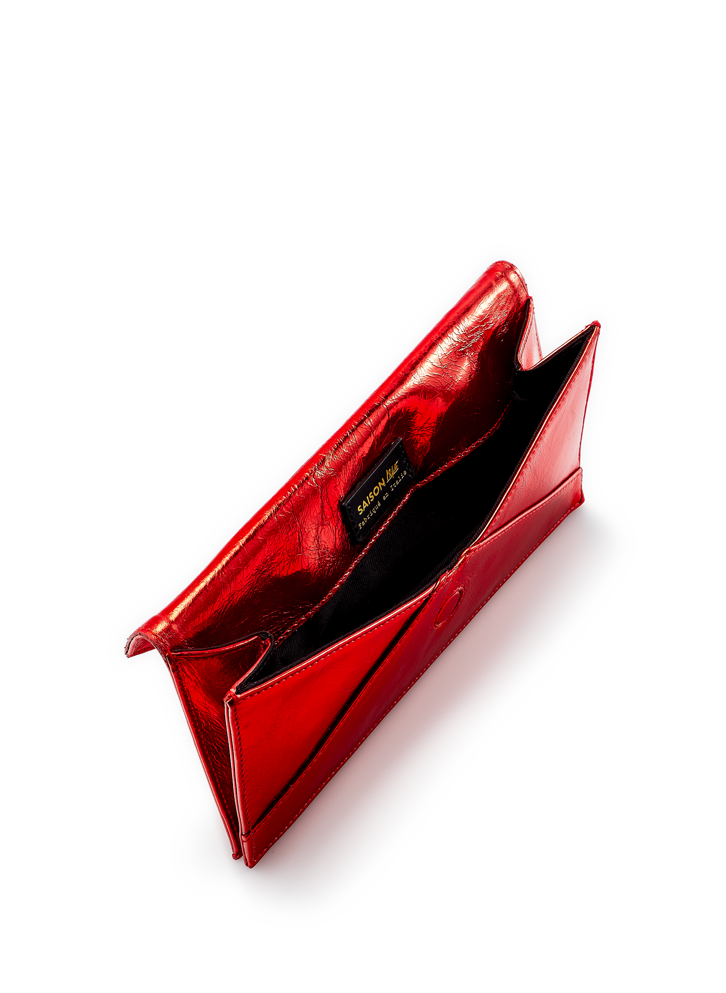 Pochette en cuir métallisé SAISON 1865 Rouge