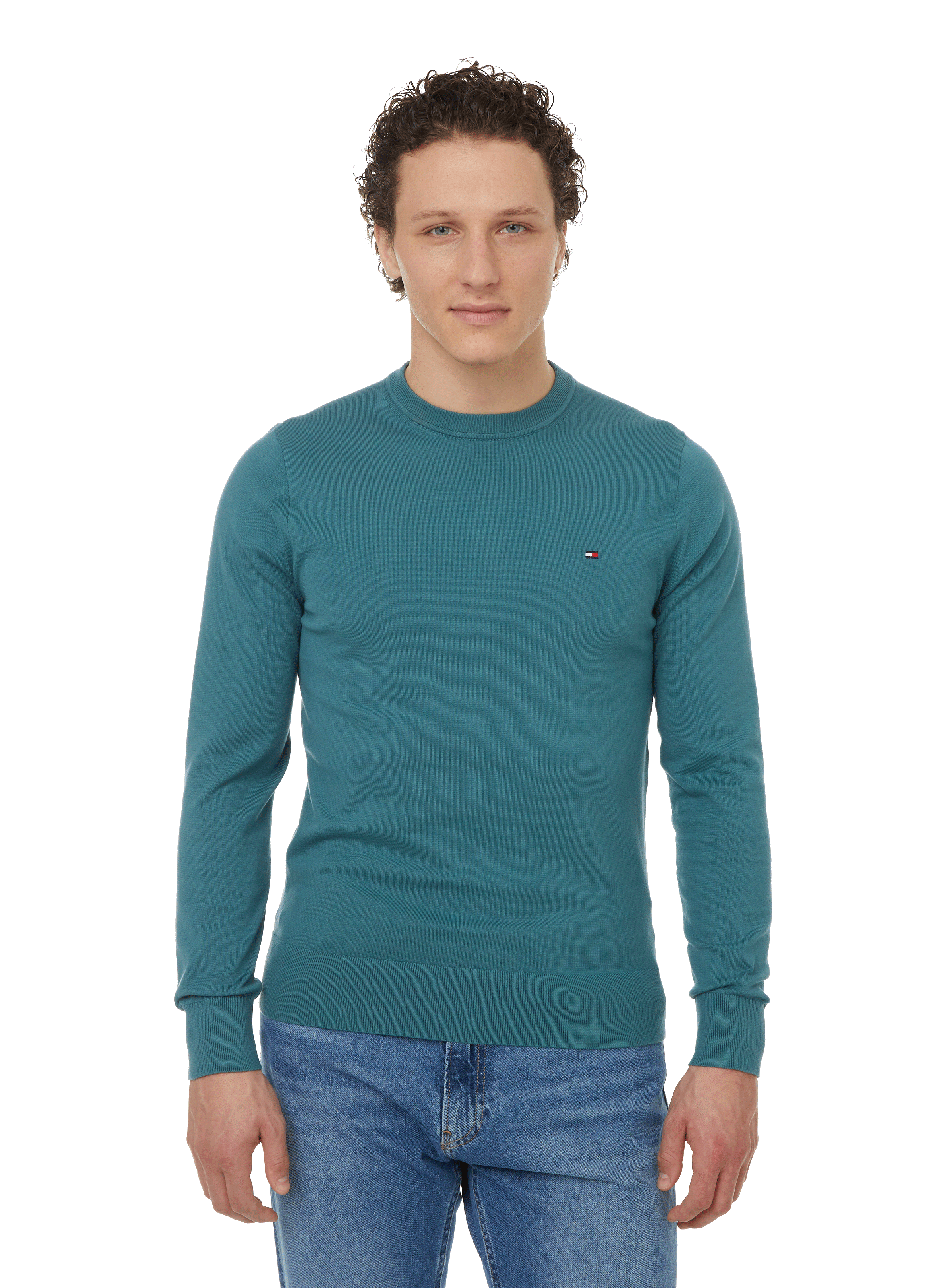 TOMMY HILFIGER Pull en coton biologique Vert