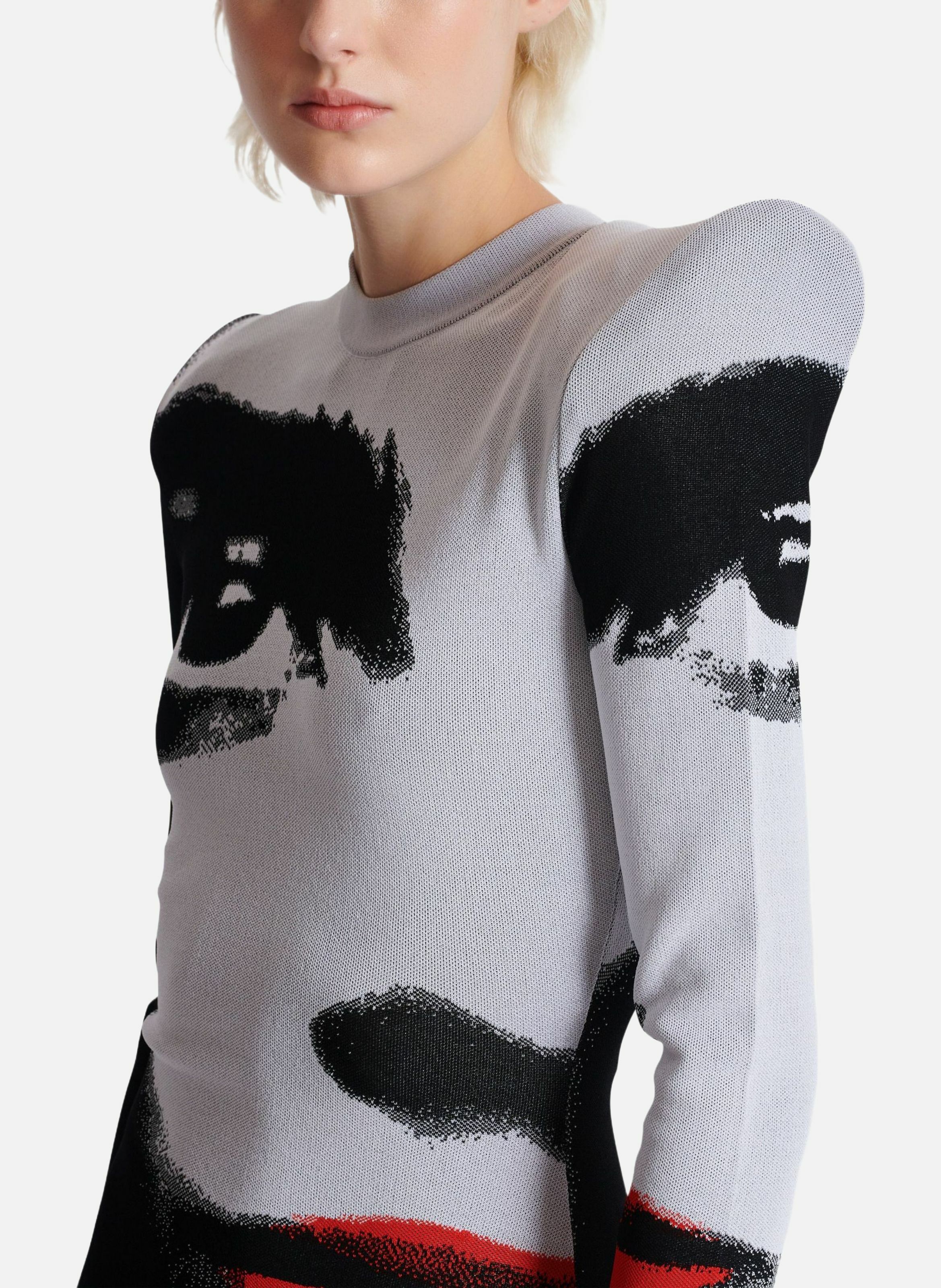 Robe en maille jacquard motif face BALMAIN Blanc