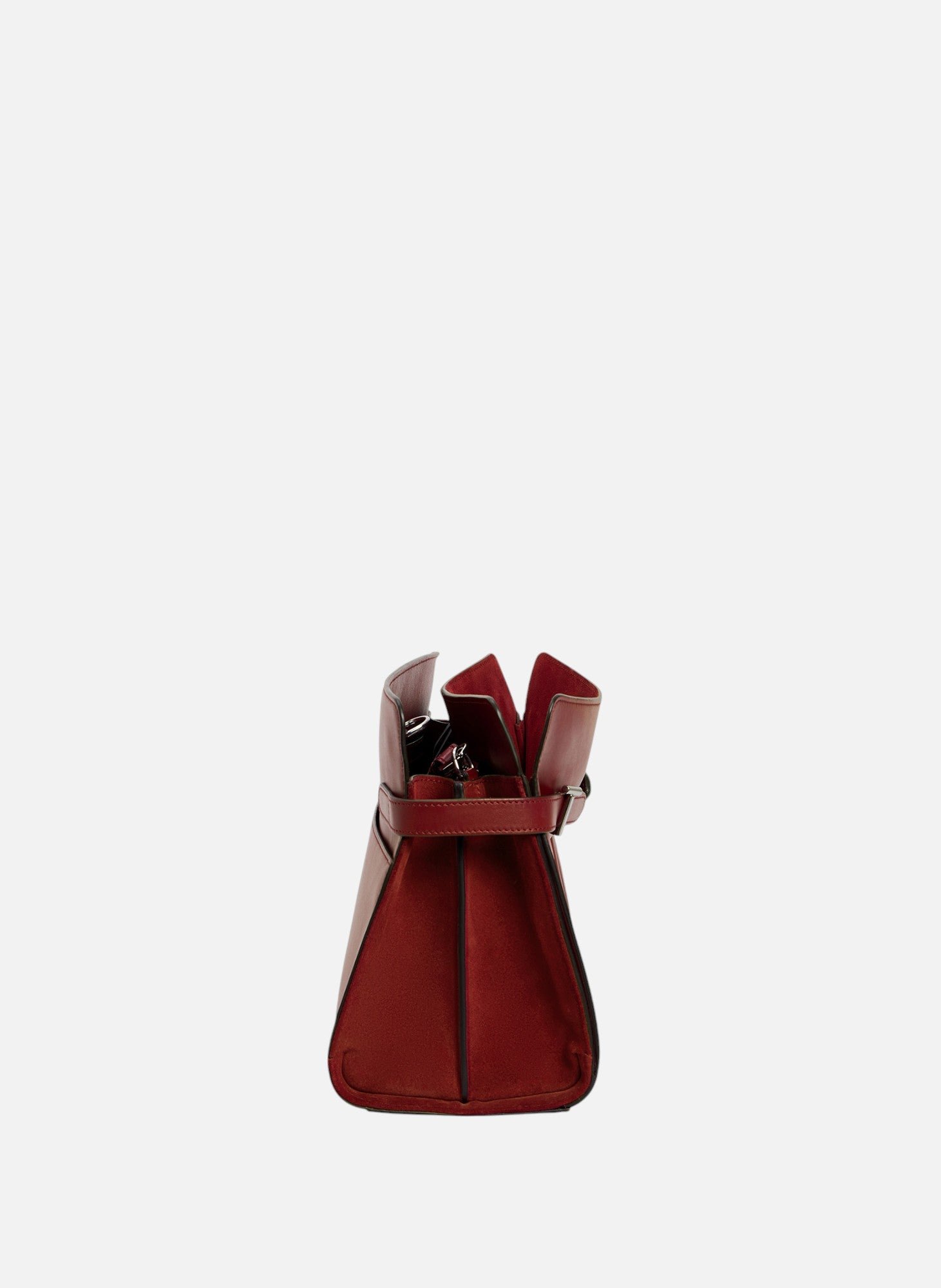 Sac porté épaule grand modèle emie en cuir lisse et nubuck LE TANNEUR Rouge