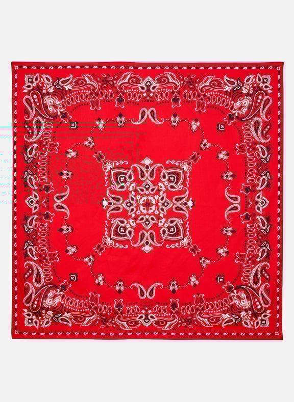 Foulard carré en soie imprimé bandana Rouge by SANDRO SANDRO Foulard carré en soie imprimé bandana Rouge