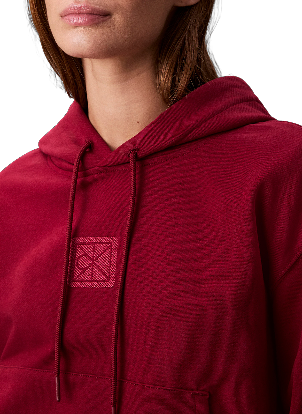 Straight embroidered sweatshirt in mixed cotton CALVIN KLEIN Red